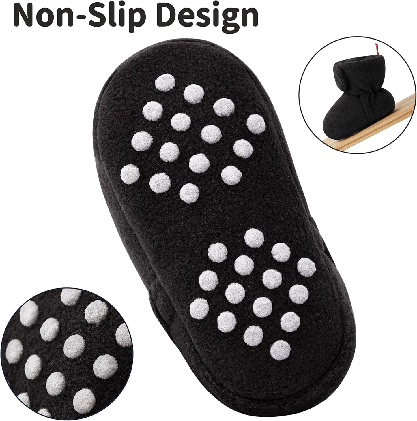 Baby Fleece Booties Newborn Unisex Booties Non-Slip Newborn Infant First Walkers Warm Shoes House Slippers for Baby Boys & Baby Girls Toddlers