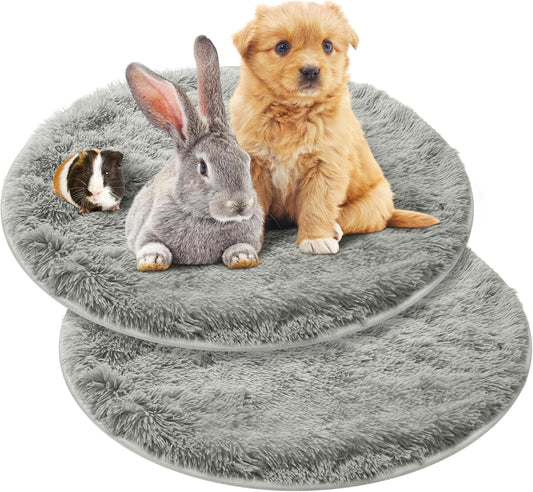 2 Pcs Guinea Pig Warm Bed Mat Small Pet Blankets Dog Bedding Guinea Pig Fleece Cage Liners Washable Waterproof Mats Sleep Pad Cover Hamster Cat Dog Cage Liners Accessories(Round,36")