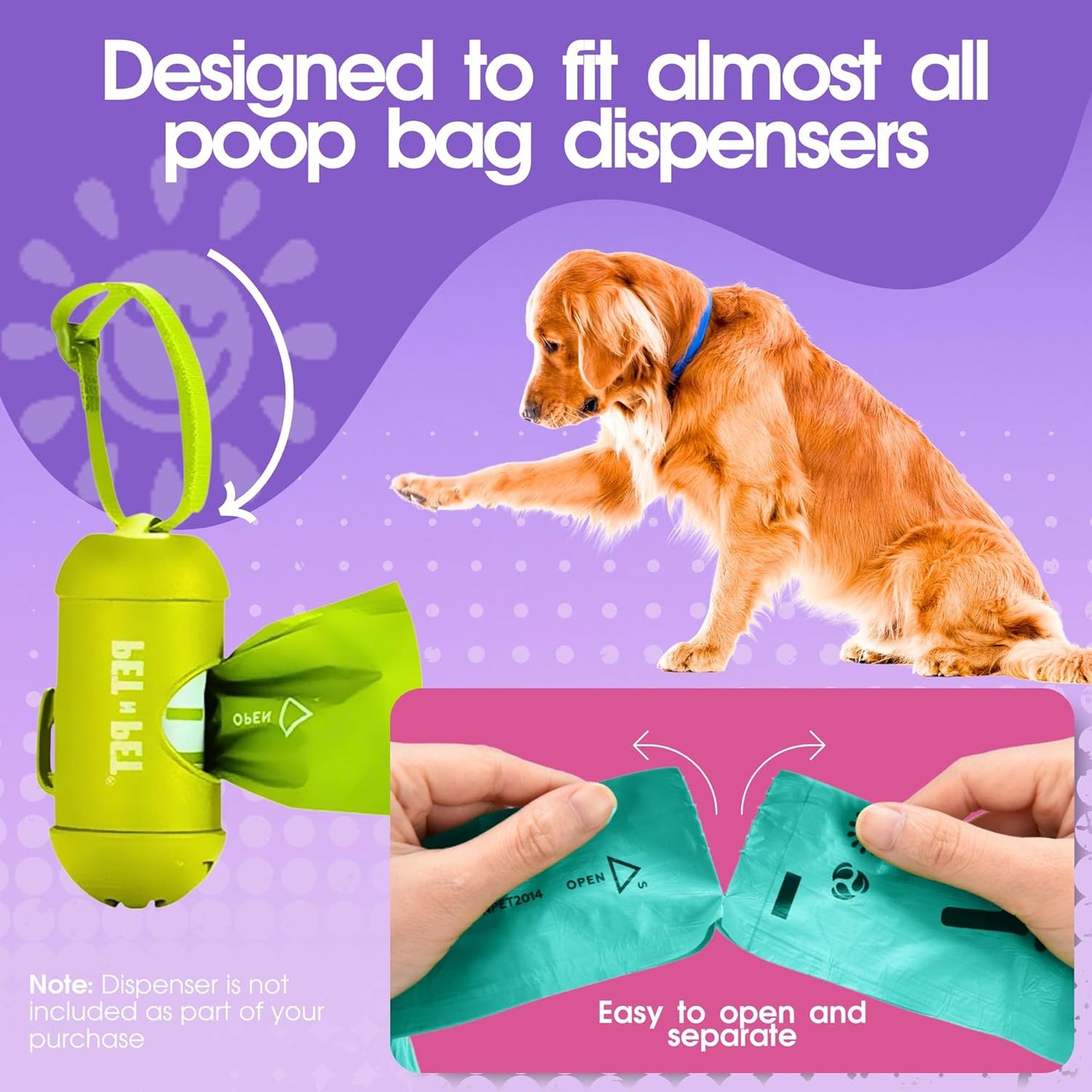 Pet N Pet 720 Counts Lavender Scented, Colorful Poop Bags for Dogs, 41% Plant Based & 59% PE Dog Poop Bags Rolls, Extra Thick Dog Waste Bag, Doggy Bag