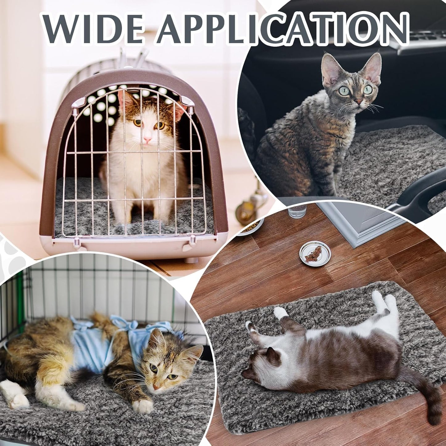 4 Pack Self Warming Cat Pads Self Heating Cat Mat Washable Homeless Dogs Thermal Pads Kennel Pad Reflects Body Heat Warm Crate Bed Mat for Indoor Outdoor Pet(Gray,16 x 20 Inch)