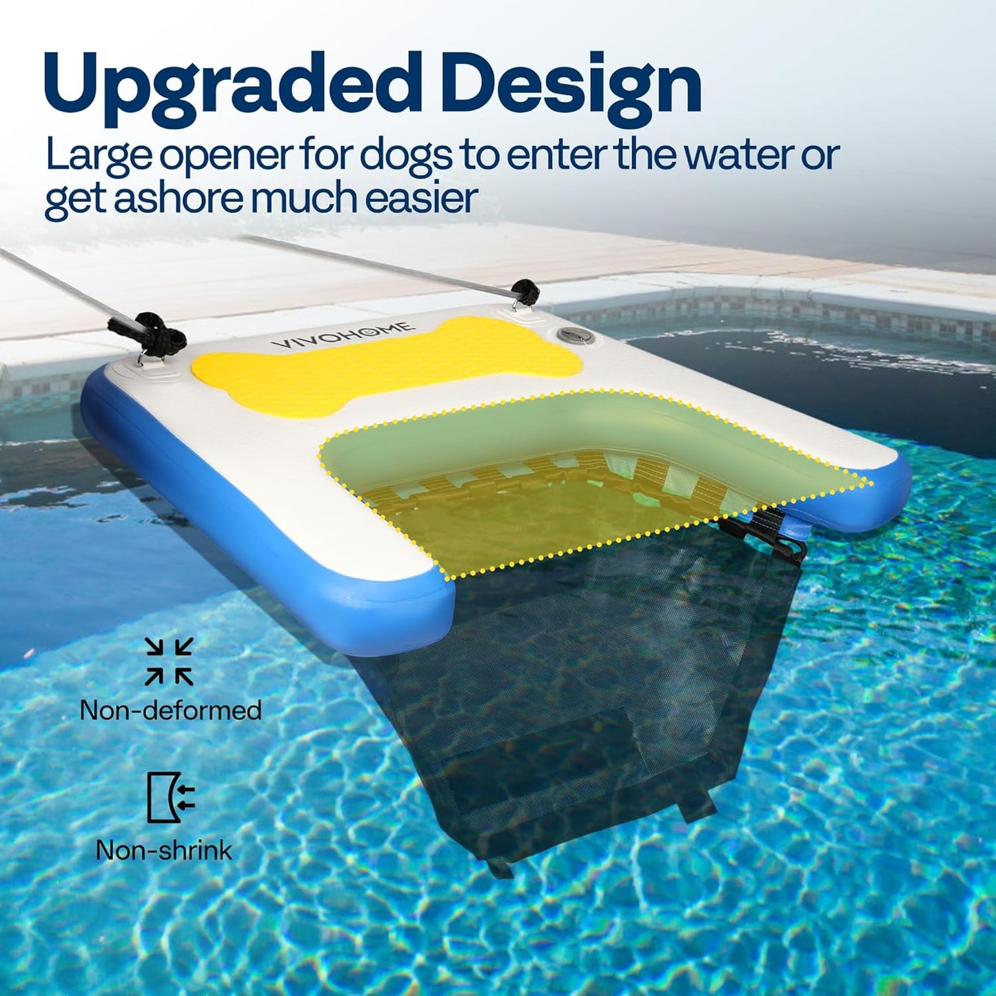 VIVOHOME Inflatable Dog Boat Ramp Float for Pets Swimming Floating Ramp Ladder with Non-Slip Pad for Pools Boats Docks Lakes