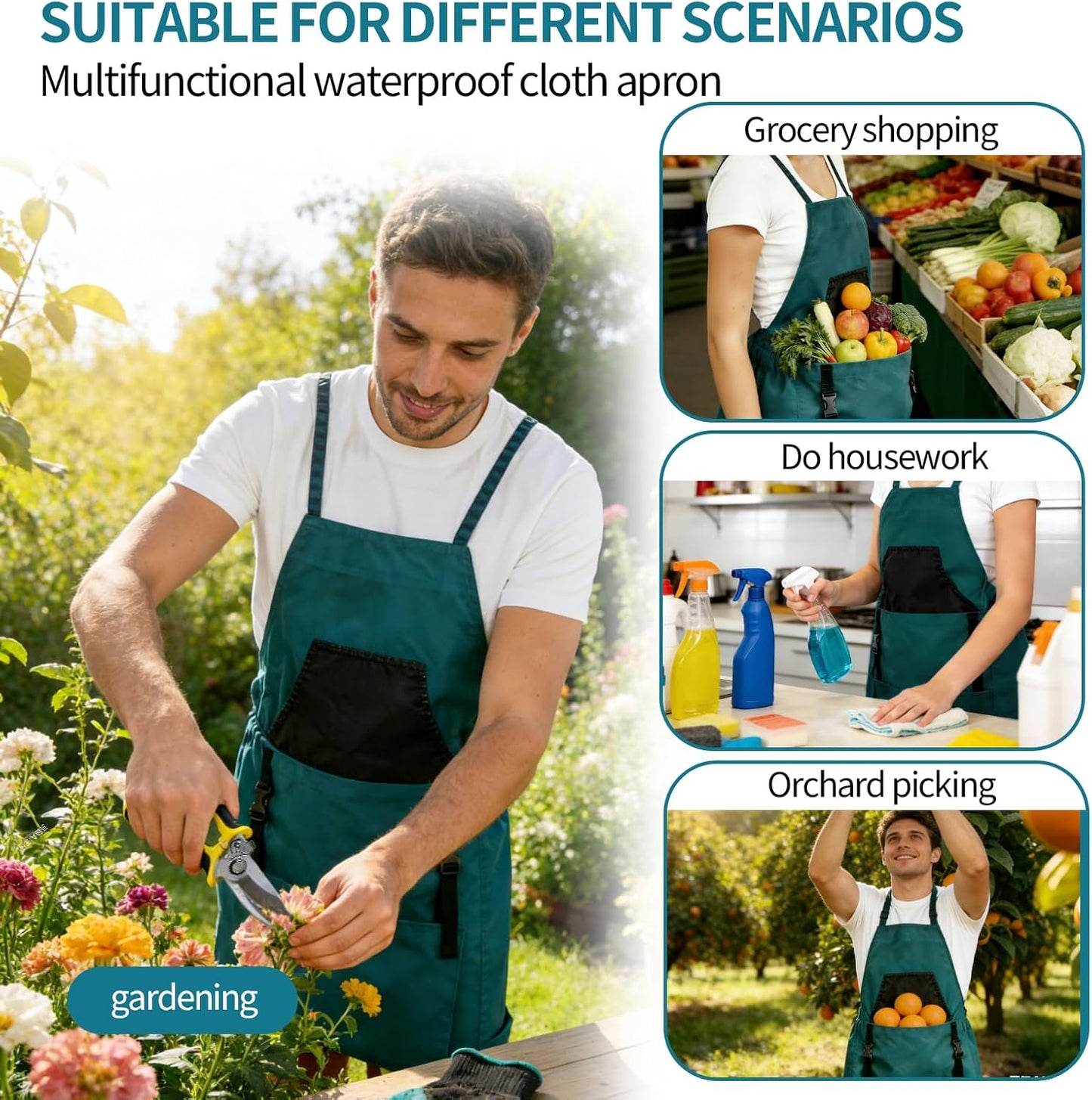 Gardening Apron with Pockets - 600D Waterproof Cross Back Apron for Women, Equipped with Pruning Shears & Gardening Gloves, Ideal for Harvesting, Pruning & Yard Work, Garden Gift