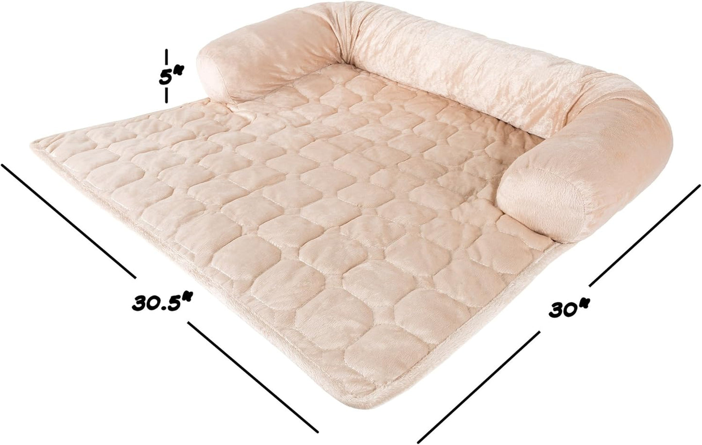Couch Cover for Dogs – 30x30.5 Pet Furniture Protector with Memory Foam Bolster, Quilted Fabric, Non-Slip Water-Resistant Base by PETMAKER (Beige)