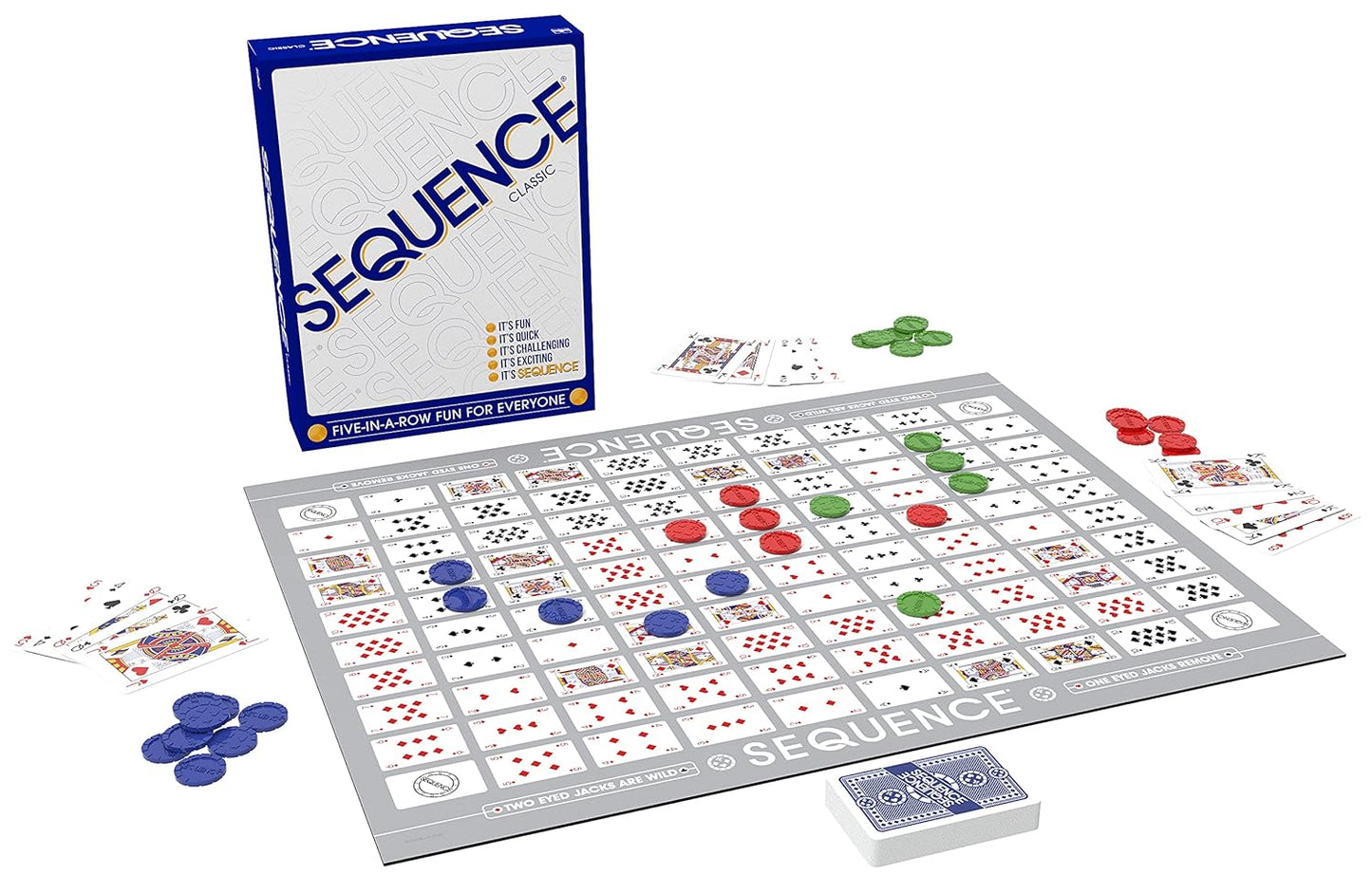 SEQUENCE- Original SEQUENCE Game with Folding Board, Cards and Chips by Jax ( Packaging may Vary ) White, 10.3" x 8.1" x 2.31"