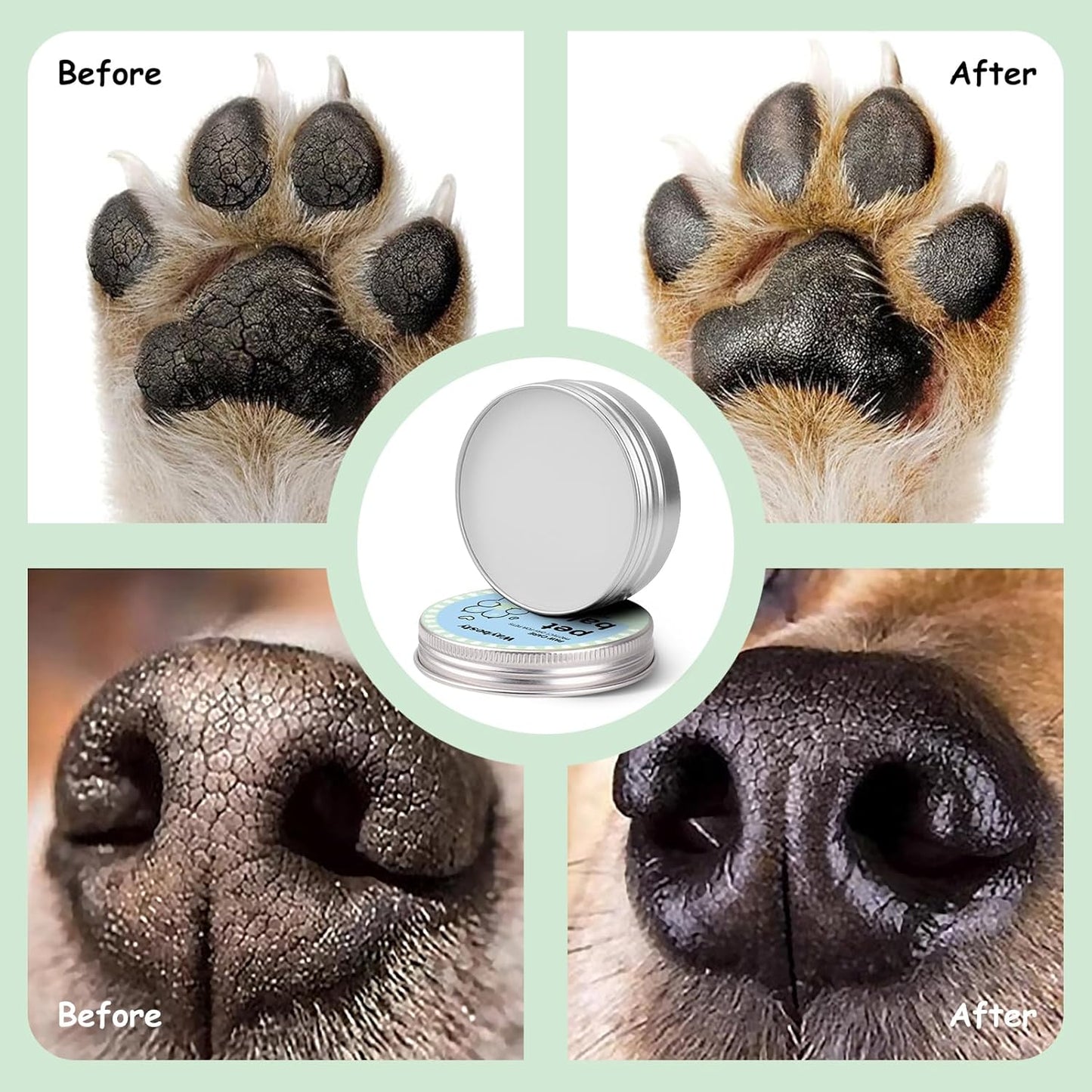 Lick-Safe Dog Paw & Nose Balm with Coconut Oil | 2.3oz Natural Wax, 1 Pcs Dog Paw Cleaner & Towel | Natural Moisturizer for Dry, Cracked Pads & Snout | Winter Snow, Road Salt & Hot Pavement Protector