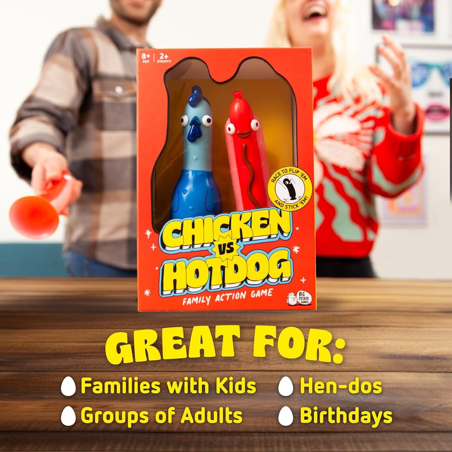 Big Potato Chicken vs Hotdog Hilarious Easter Basket Stuffer Game | Flippin' Fun for the Kids, Teens and Adults | Like Bottle Flipping But Better | Bonus Content Included