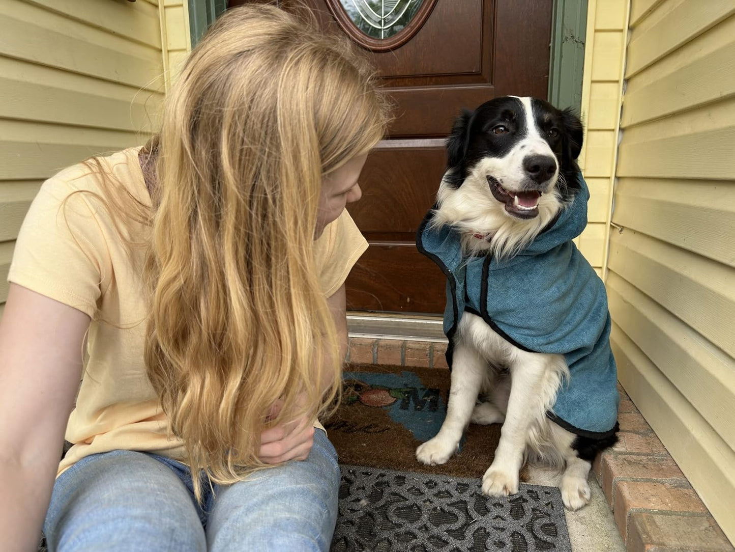 Avont Dog Bathrobe - Super Absorbent Pet Drying Towel Bath Robes After Bath Shower Swim Wet Walk for Puppies -Blue(XL)