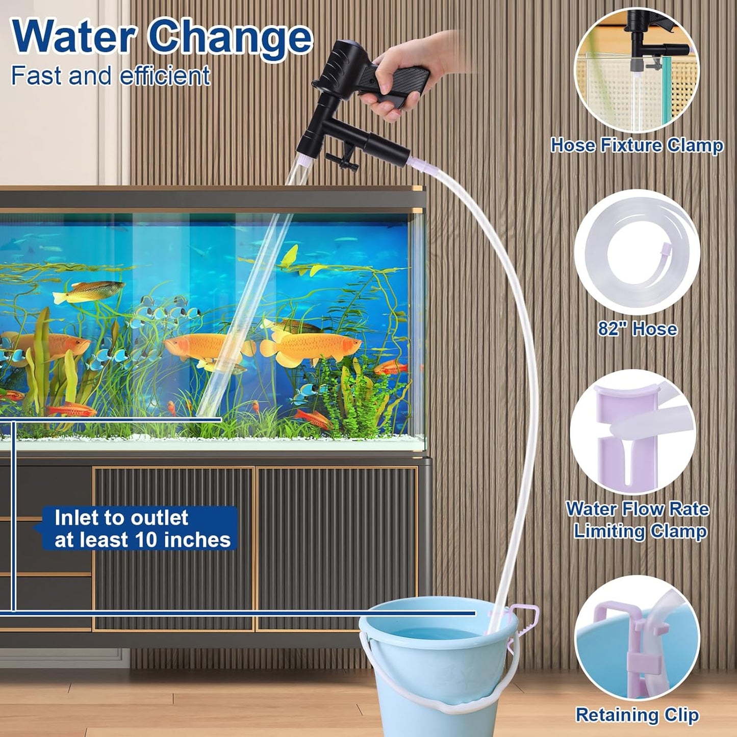 Fish Tank Cleaner Kit, Gravel Vacuum for Aquarium, Fish Tank Aquarium Vacuum Gravel Cleaner, Aquarium Siphon with Magnetic Fish Tank Glass Cleaner, Aquarium Cleaning Tools Water Changer