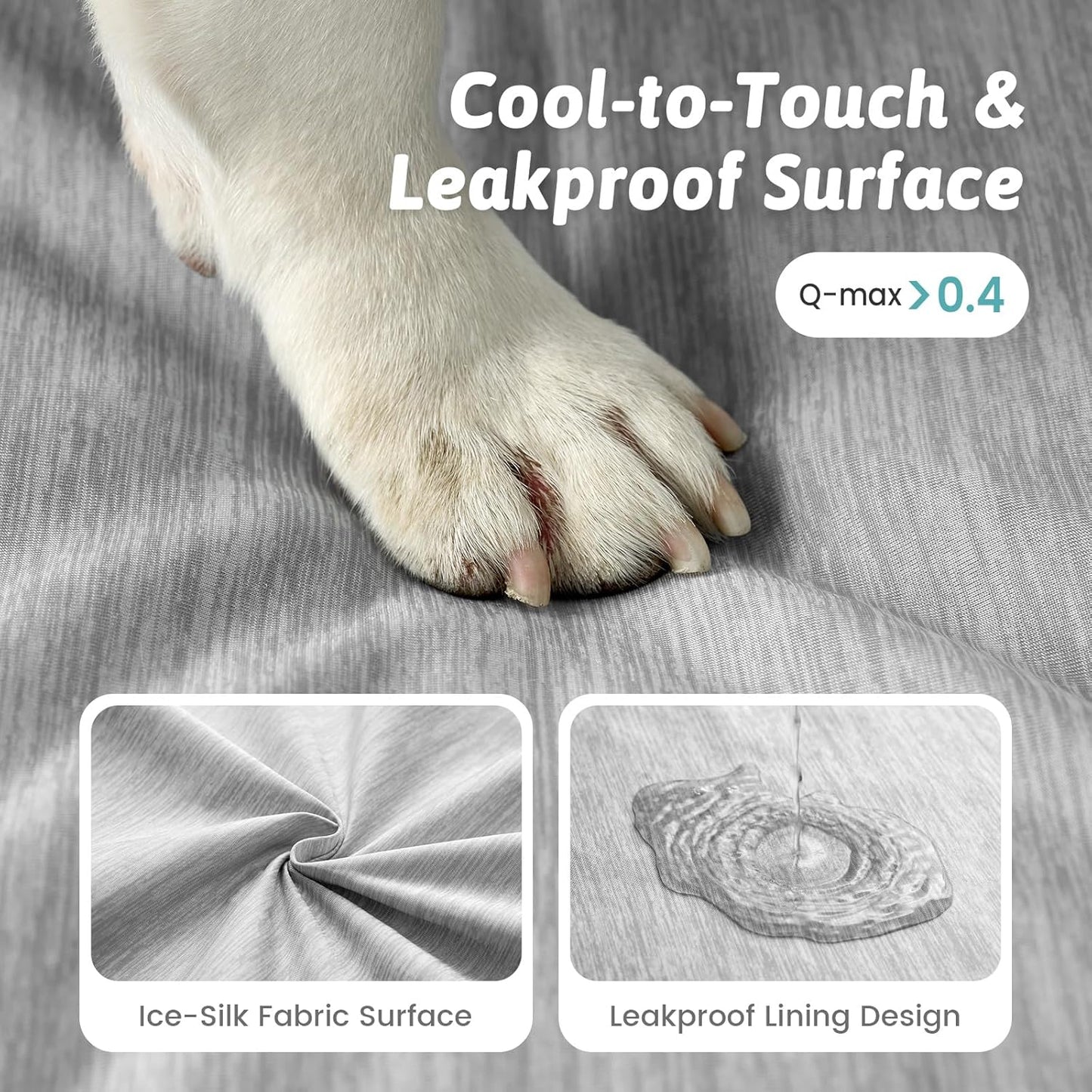 Cooling Dog Bed for Crate, Waterproof Dog Crate Mat with Removable Washable Cover, Orthopedic Egg Crate Foam Support, Dog Crate Bed 29x18x3 Inch,Silver Grey