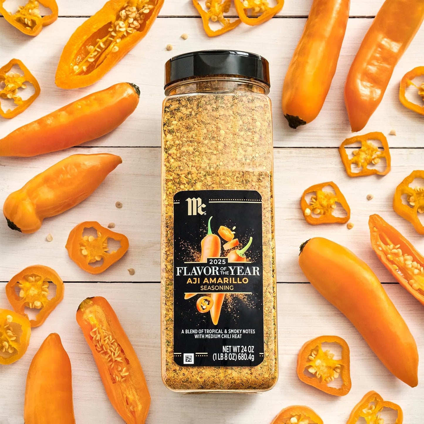 McCormick Seasoning, Aji Amarillo, 2025 Flavor of the Year, Made for Chefs, Blend of Tropical & Smoky Notes with Medium Chile Heat, For Seafood, Fish, Veggies, Poultry, Sauces, Salsa, and More, 24 oz