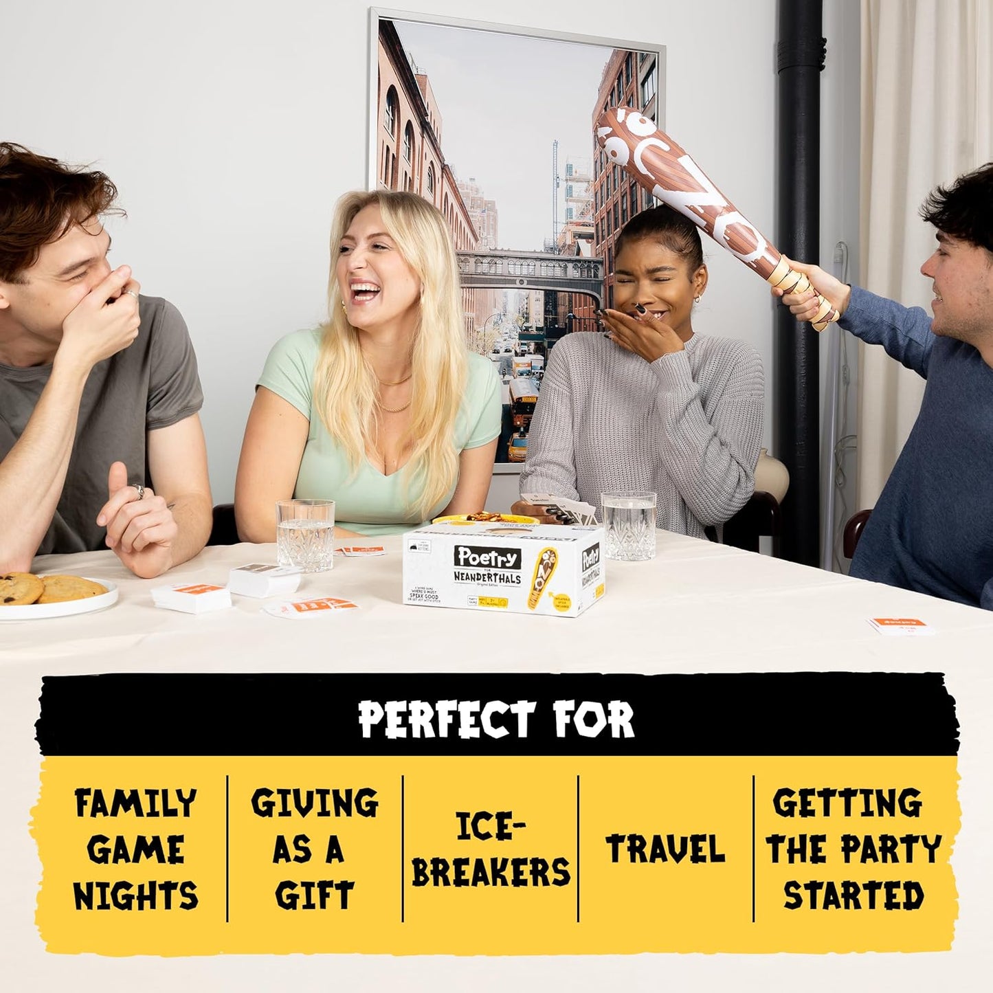 Exploding Kittens Poetry for Neanderthals 2+ Players - Ages 7+ - 15 Minutes to Play - Competitive Word Guessing Game - Party Game, Family Game Night, Kid and Adult Card Game