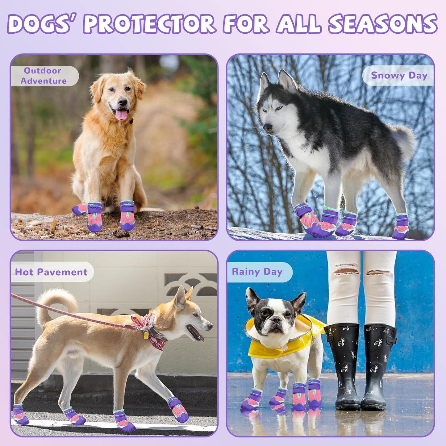 Dog Shoes for Hot Pavement, Breathable Mesh Medium Dog Booties for Large Medium Dogs, Non-Slip Outdoor Summer Dog Boots Paw Protectors for Walking Hiking Camping Hardfloors Size 5