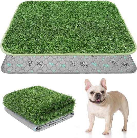 KOOLTAIL Dog Grass Pad with Washable Pee Pads for Puppy Potty Tray,20"*25" Soft Artificial Turf Multipurpose Reusable Grass Patch Pads for Dogs Litter Box, Leakproof for Doggie Training Indoor Outdoor