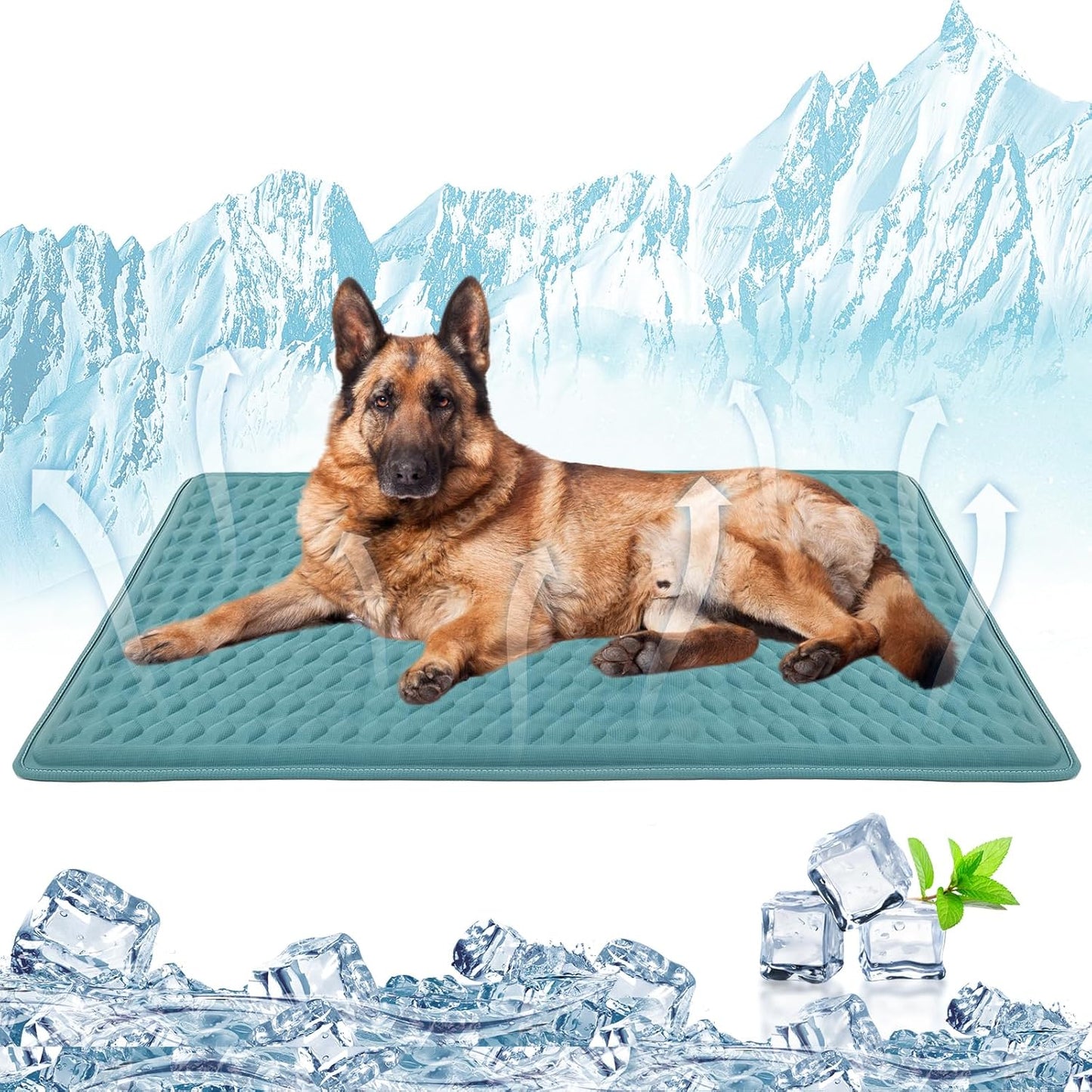 Newly Upgraded Dog Cooling Mat 34x23 in,Ice Breathable Fabric, Solid Silicone Honeycomb Heat Dissipation Structure, Long-Lasting Coolness Cooling Mat for Dogs(Q-Max>0.5) Washable& Non-Toxic