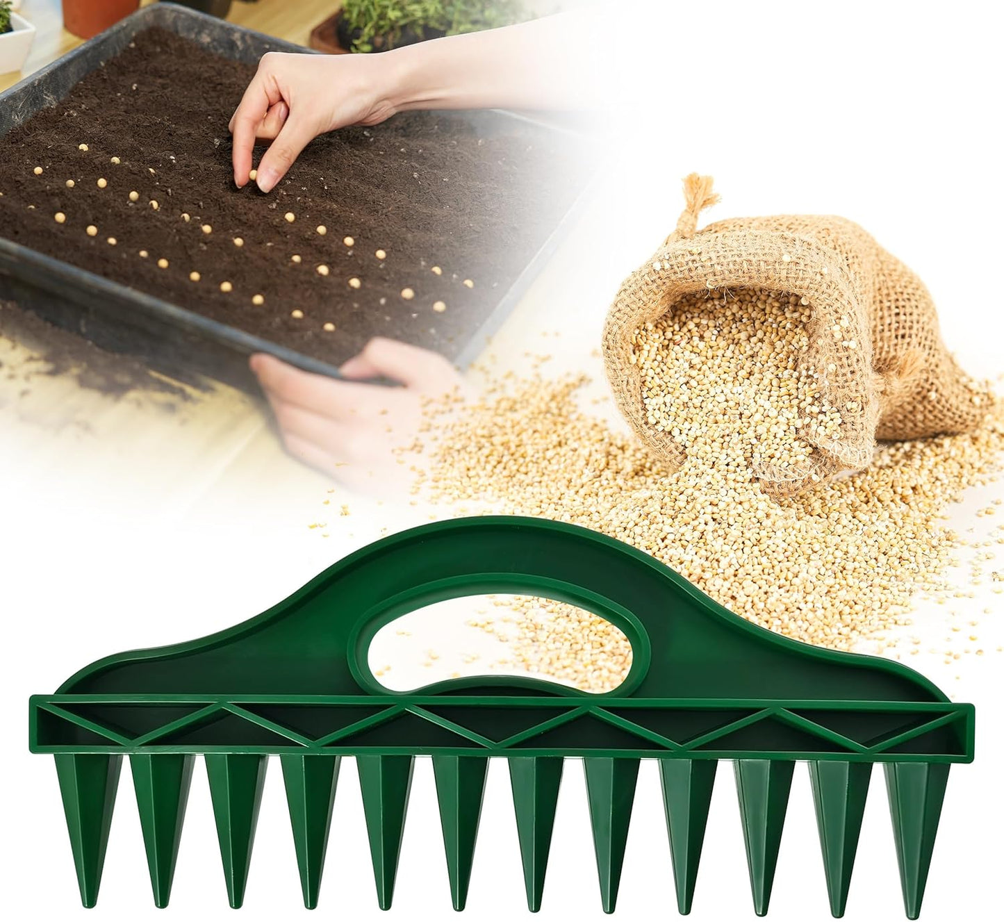 The Row Seeder by Seeding Square – Handheld Garden Tool for Precise Seed & Seedling Spacing in Rows & Seed Trays – for Vegetables, Flowers & Herbs. Durable & Ergonomic