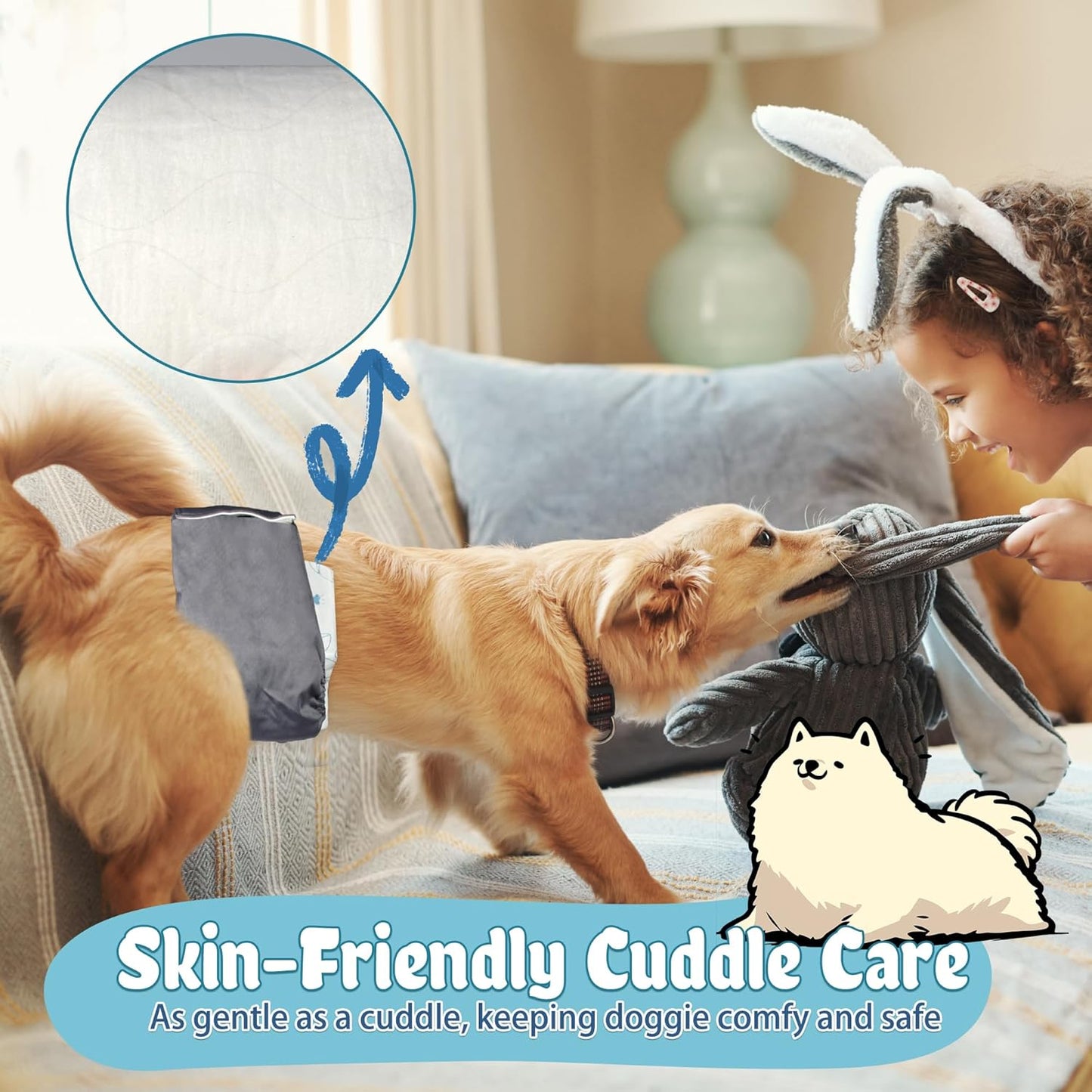 LeapSheep Dog Diaper Liners Pee Pads for Male and Female Dogs, Dog Period Pads, Super Soft Absorbtion Dog Booster Pads Fits Belly Bands, Wraps and Washable Doggy Diapers Female (S, 50)