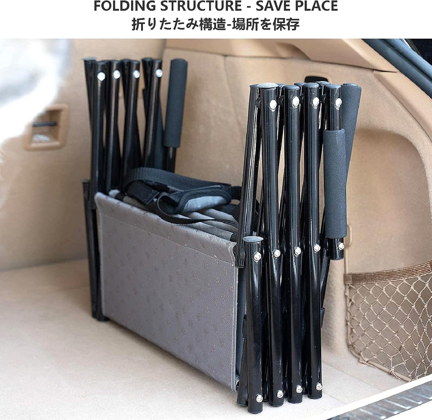 Pet Steps for Large Dogs with Portable Lightweight Telescoping and Nonslip Dog Steps for Car Boot 5 Steps Upgraded Folding Pet Stairs Ramp Solid Dog Car Ramp Folding Steps Gray