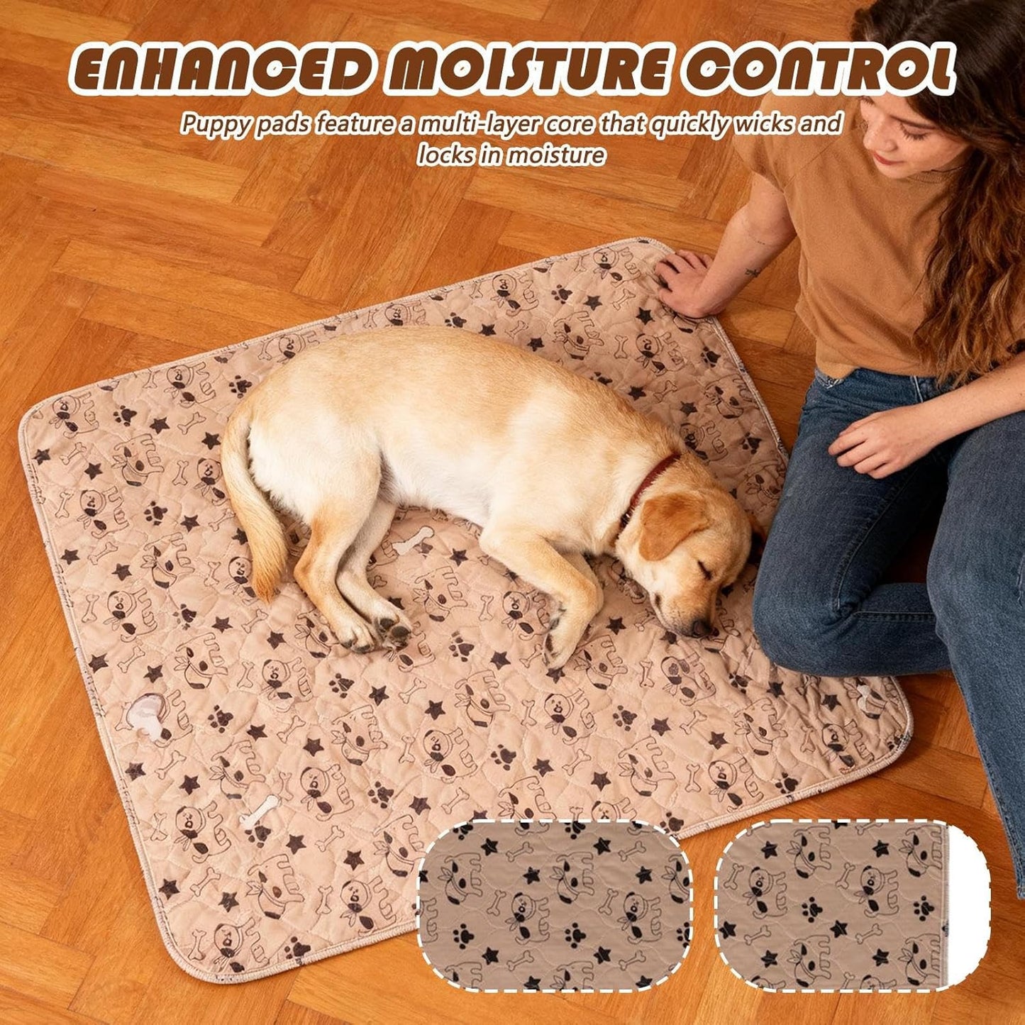 Pet Training Pad - Washable Reusable Mat for Daily Pet Care, Absorbent Layer Design with Non-Slip Waterproof Base, Puppy Pee Pad for Home Hygiene, Indoor Floor, Bedding and Travel Comfort Use