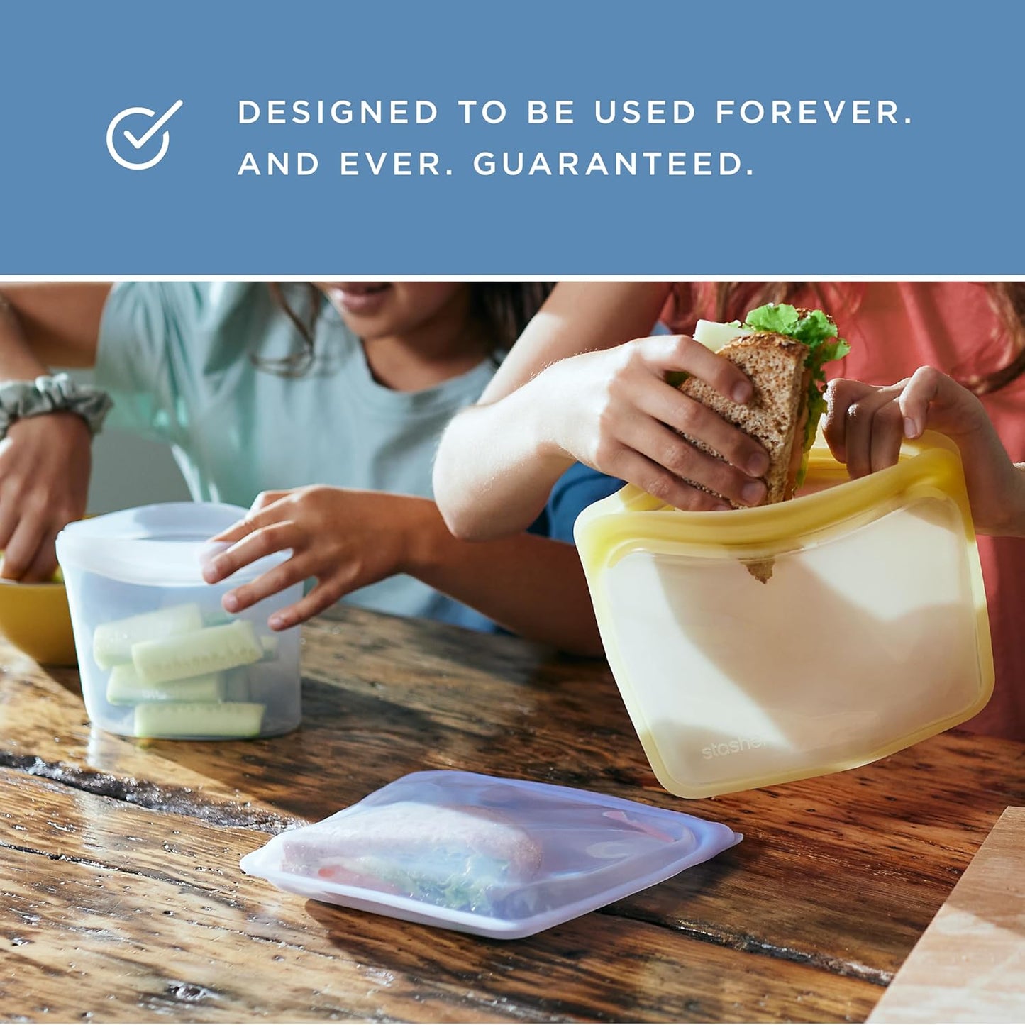Stasher Silicone Reusable Storage Bags, 3-Pack Bowls, Reusable Freezer Bags, Microwave, Dishwasher, Oven Safe, Sous Vide, Premium Lunch Containers, Eco Friendly, Food Storage Bag, Snack Bag, Clear | Reusable Food Bags