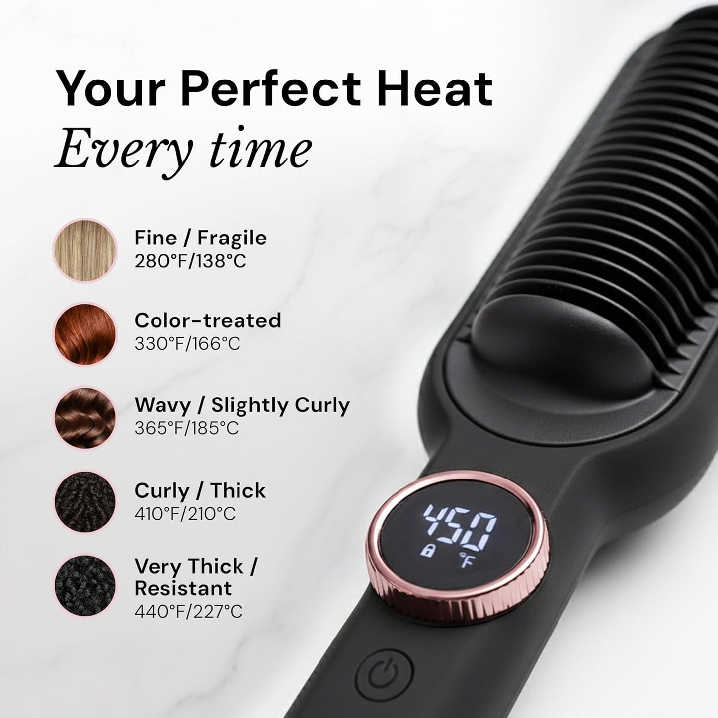 L'ANGE HAIR Smooth It 2-in-1 Hair Straightener Brush with Digital Temperature Dial Up to 450°F | Frizz Control Straightening Comb | Quick Styling Hot Brush for All Hair Types | Auto Shut-Off | Black