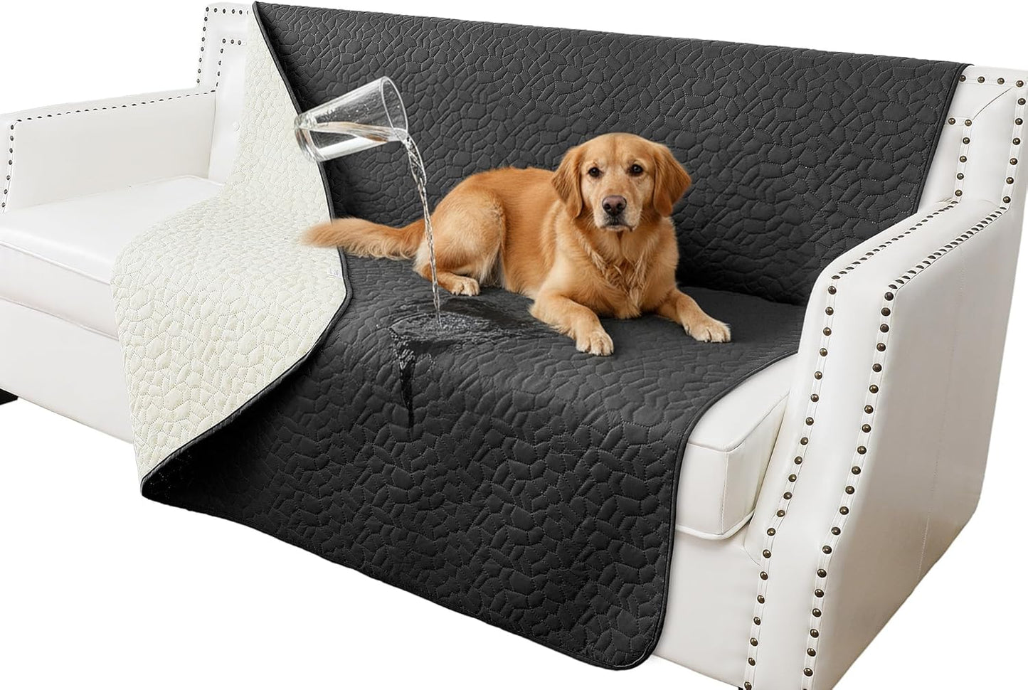 Waterproof Couch Cover for Dogs Washable, Anti-Slip Back Dog Bed Blanket Pet Chair Sofa Furniture Protector(52x82 Inches, Black)