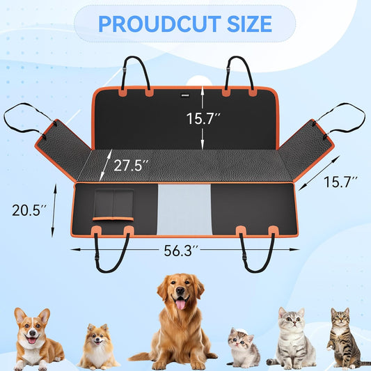 Back Seat Extender for Dogs, PU Leather Hard Bottom Dog Car Seat Cover for Back Seat,Dog Hammock for Car, PU Leather Material, Larger Space, Holds 400lbs
