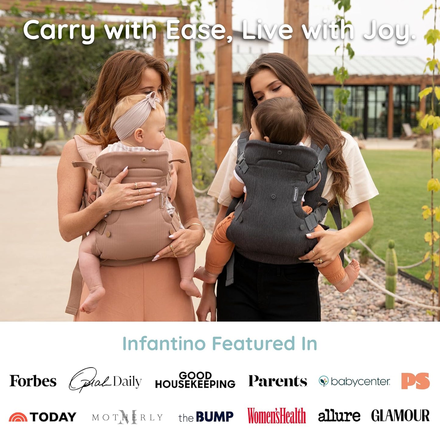 Infantino Flip Luxe 4-in-1 Convertible Baby Carrier, Ergonomic Infant to Toddler Carrier, Updated Lumbar Support, Premium Herringbone Fabric, Elevated Accents, Hands-Free Comfort, 7–35 lbs, Affogato