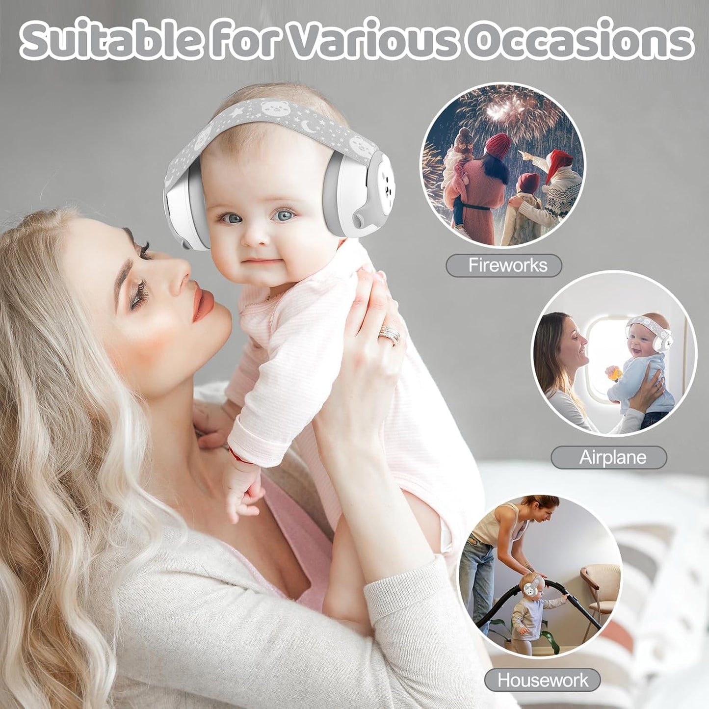 Baby Noise Cancelling Earmuffs,Infant Headphones for Babies 0-36 Months,Infant Ear Protection with Adjustable Headband Noise Cancelling Headphones for Improves Sleep,Baby Travel Essentials for Outdoor