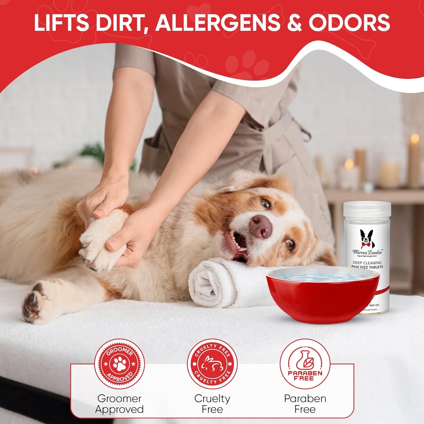 Warren London Pawdicure Gift Box for Dogs – 8-Piece Luxury Paw Spa Set w/Paw Sani Scrub, Fizz Soak, Grapeseed Oil, Hydrating Butter Balm, Paw Defense Wax, Nail File & 2 Quick-Dry Nail Polish Pens