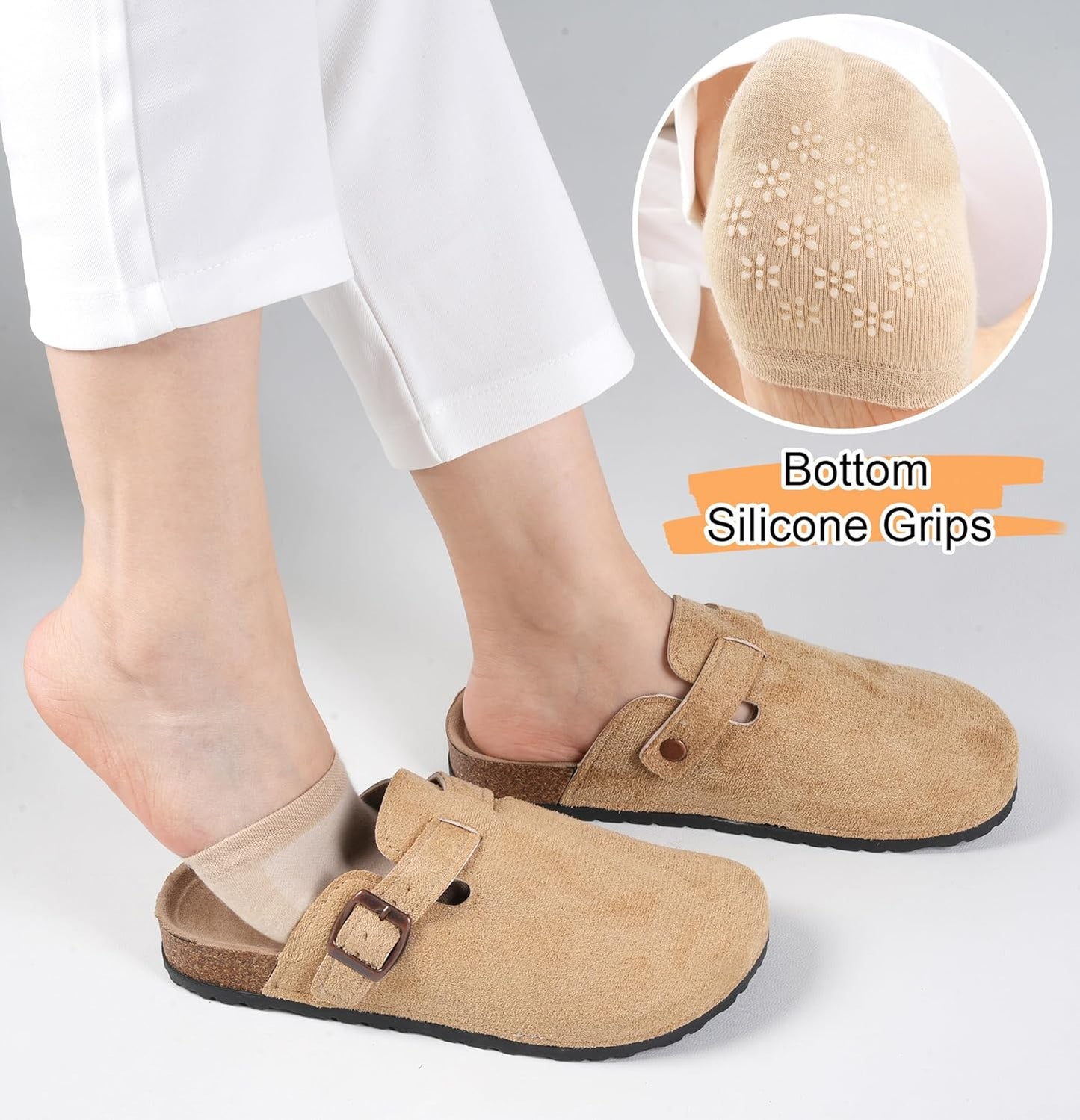 Toe Socks Womens for Mules, Half Socks Toe Topper Covers No Show Invisible Non-slip Liners for Clogs 4/6/8 Pairs