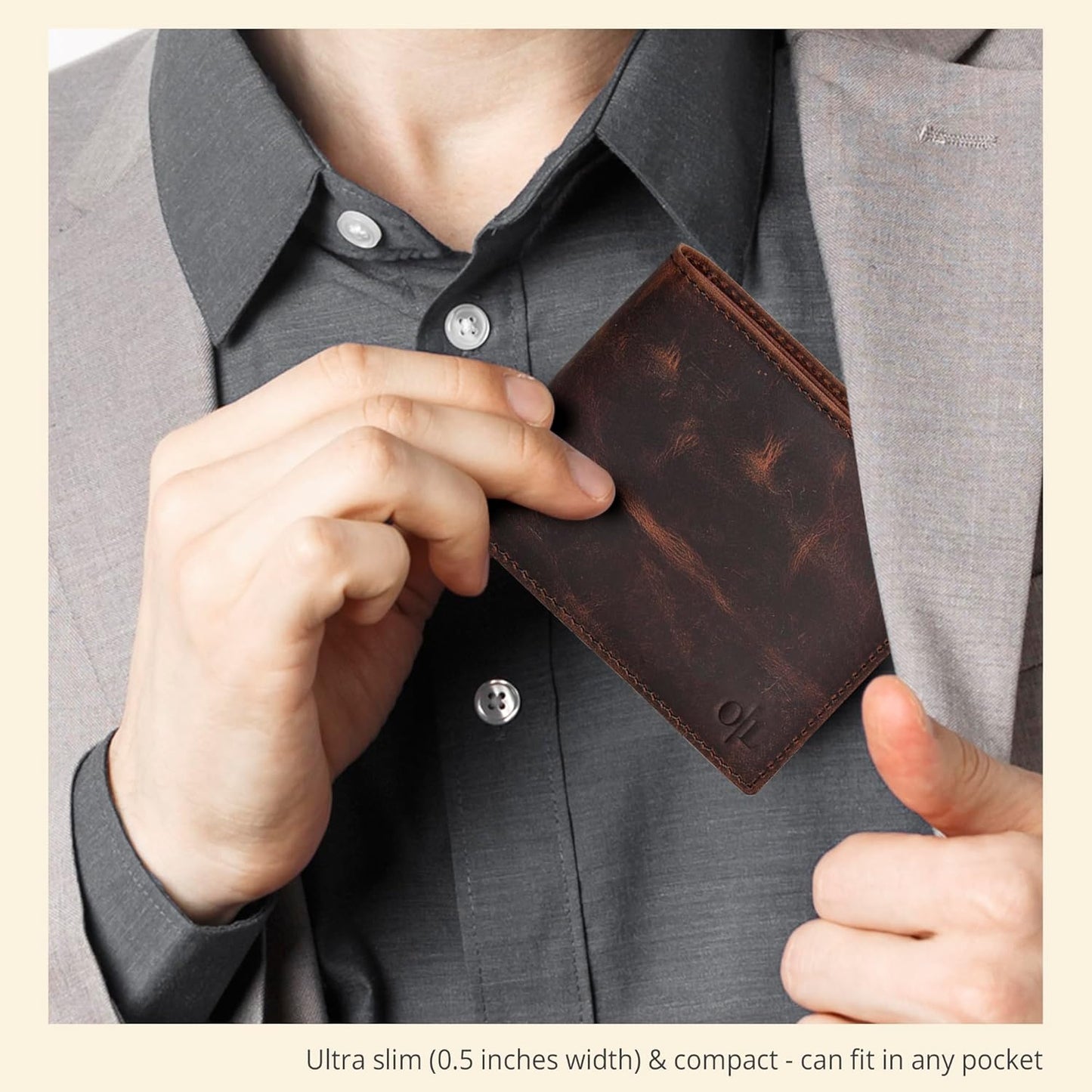 Oak Leathers Leather Wallet for Men - RFID Bifold Wallets with 9 Credit Cards 1 ID Window Slim Minimalist Front Pocket Gift For Men