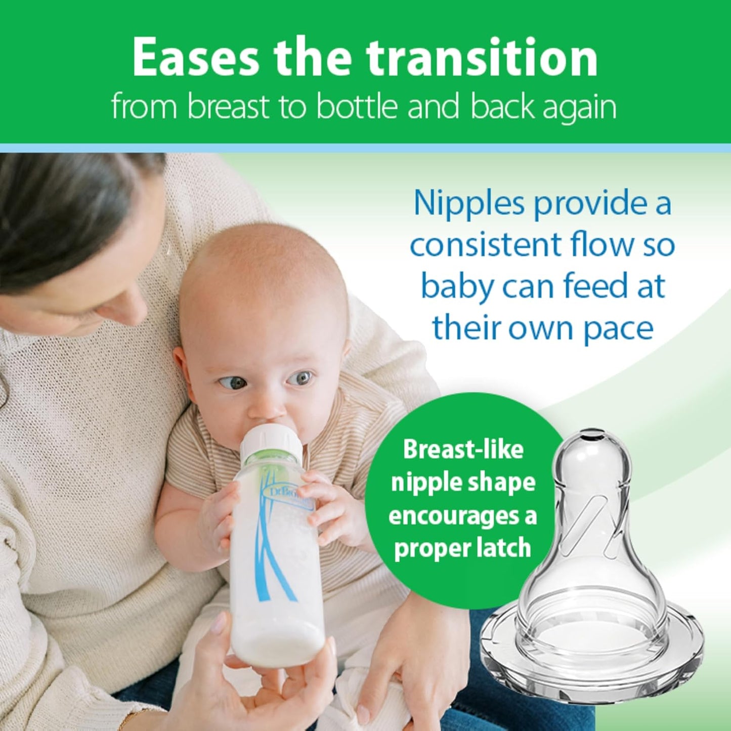Dr. Brown's Anti-Colic Options+ Narrow Glass Baby Bottle with Level 1 Slow Flow Nipple, BPA-Free, 8 oz/250 mL, 0m+, 4-Pack (Packaging May Vary)