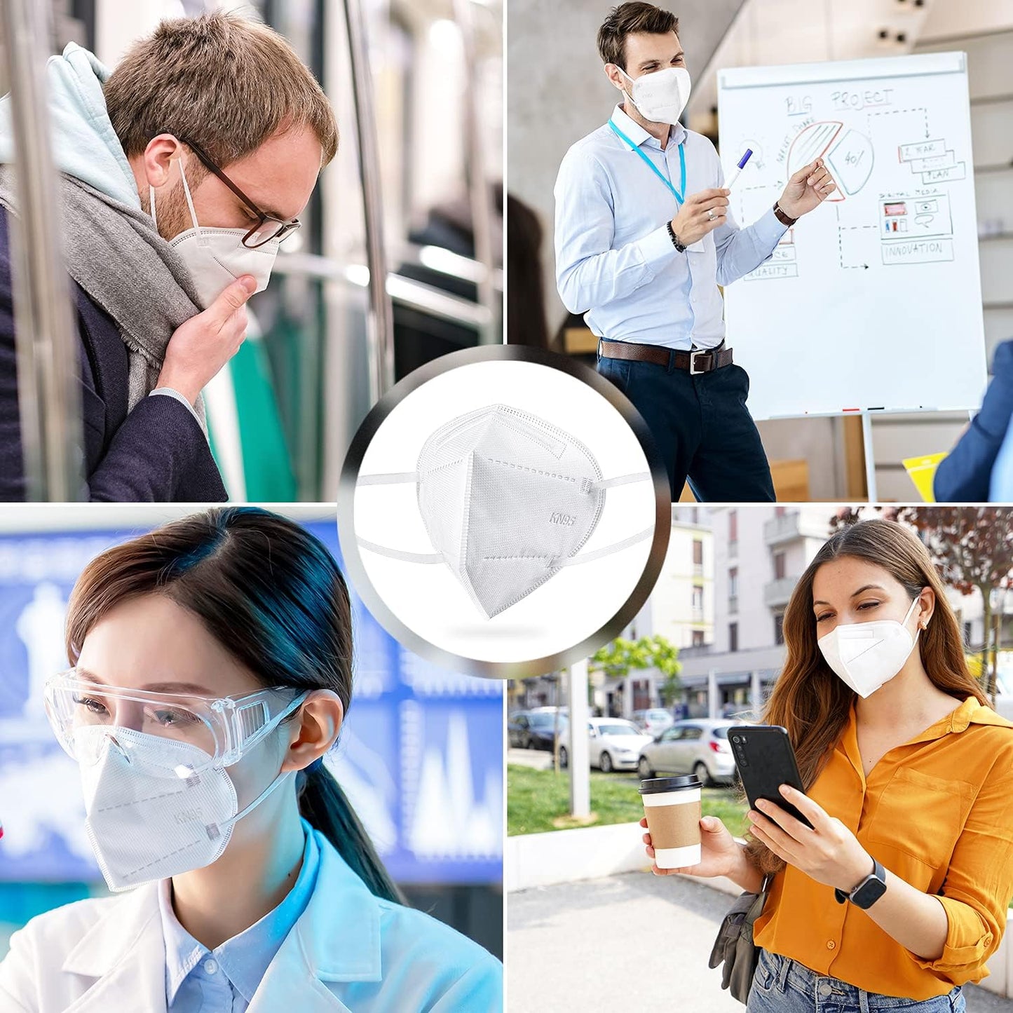 BLScode KN95 Face Mask 60 Pack,Individually Wrapped 5-Layer face Masks,Filter Efficiency≥95%