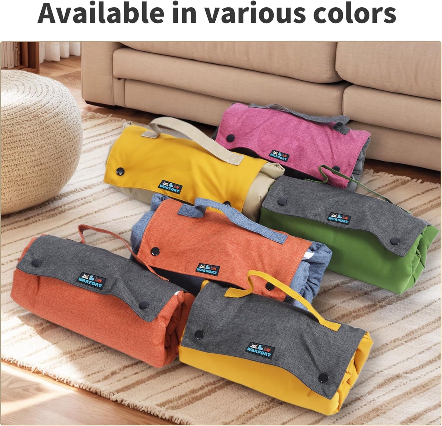 Outdoor Foldable Dog Mat Durable Teflon-Coated Oxford Material Waterproof Thin Dog pad Travel-Friendly Machine Washable Design for Camping/Car (Blue, Small (27.6 * 19.7 * 1.57 in))