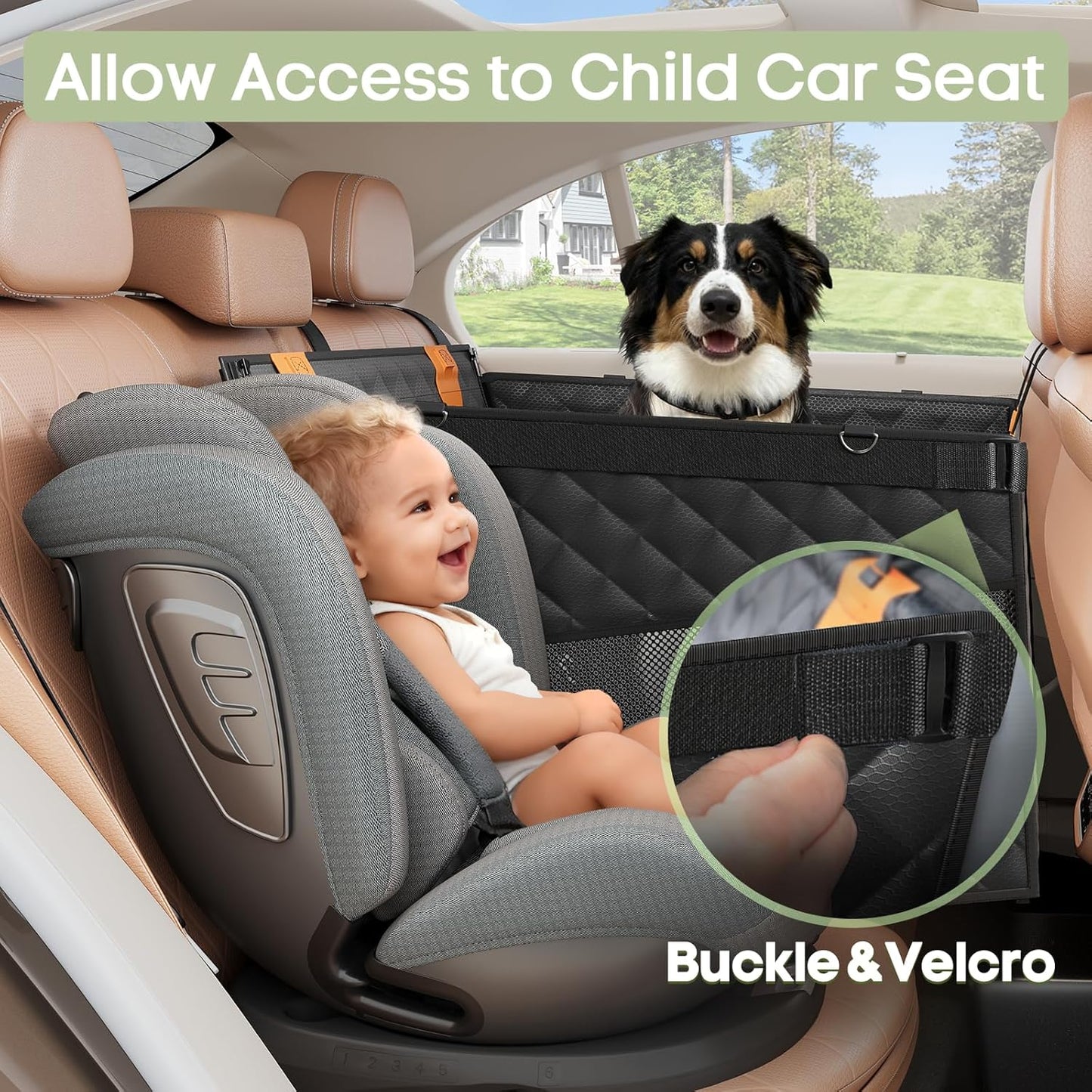 Dog Car Seat for Large Medium Dogs, Back Seat Extender for Pets with Hard Bottom, Strong Support Waterproof Dog Seat Cover with 3 Mesh Windows for Cars, Trucks and SUVs