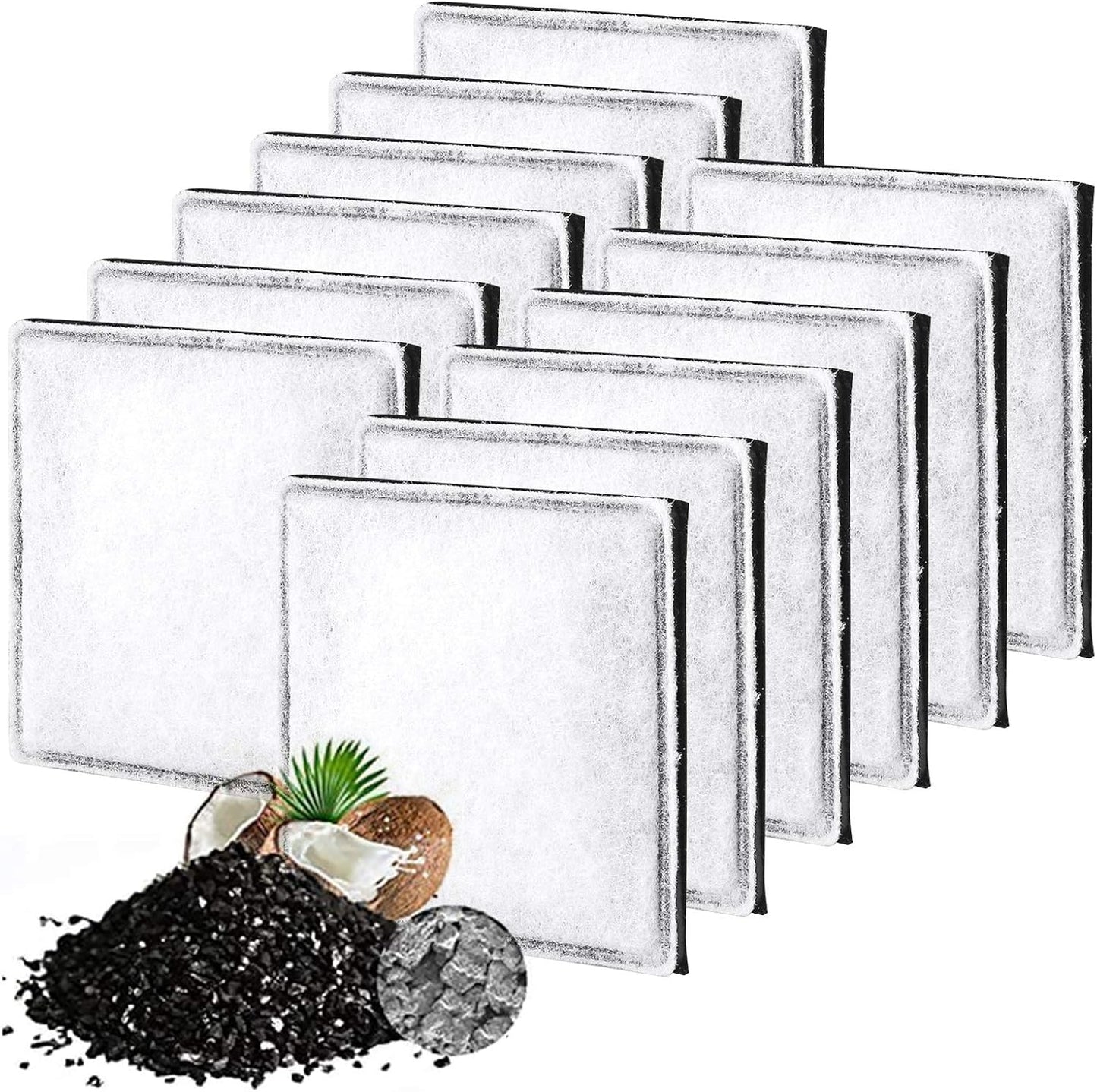Replacement Carbon Filters, Pet Water Filters Fountain Filters Compatible with Catit Mini Flower Fountain, Pack of 12