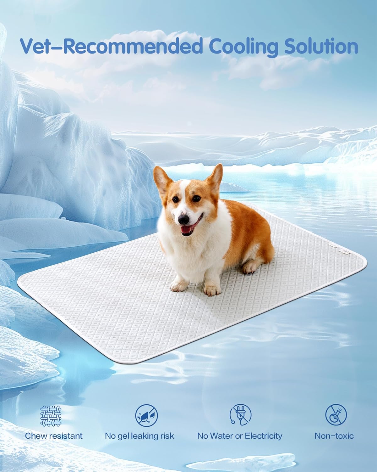Dog Cooling Mat - Instant Cooling Pet Bed for Dogs & Cats, 6-12°F Drop, Non-Toxic & Machine Washable, Anti-Slip Bottom, Cool Mat for Indoor & Travel Use Light Gray 28" x 22"