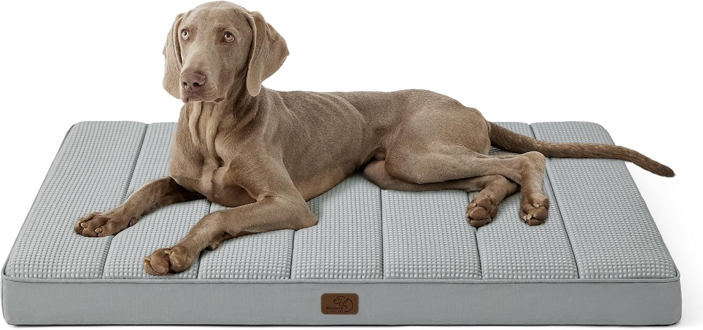 Bedsure Cooling Dog Bed for Crate - Extra Large Comfy Flat Puppy Beds with Removable Washable Cover, Orthopedic Egg Crate Foam Pet Mat, Suitable for Pet Up to 90 lbs