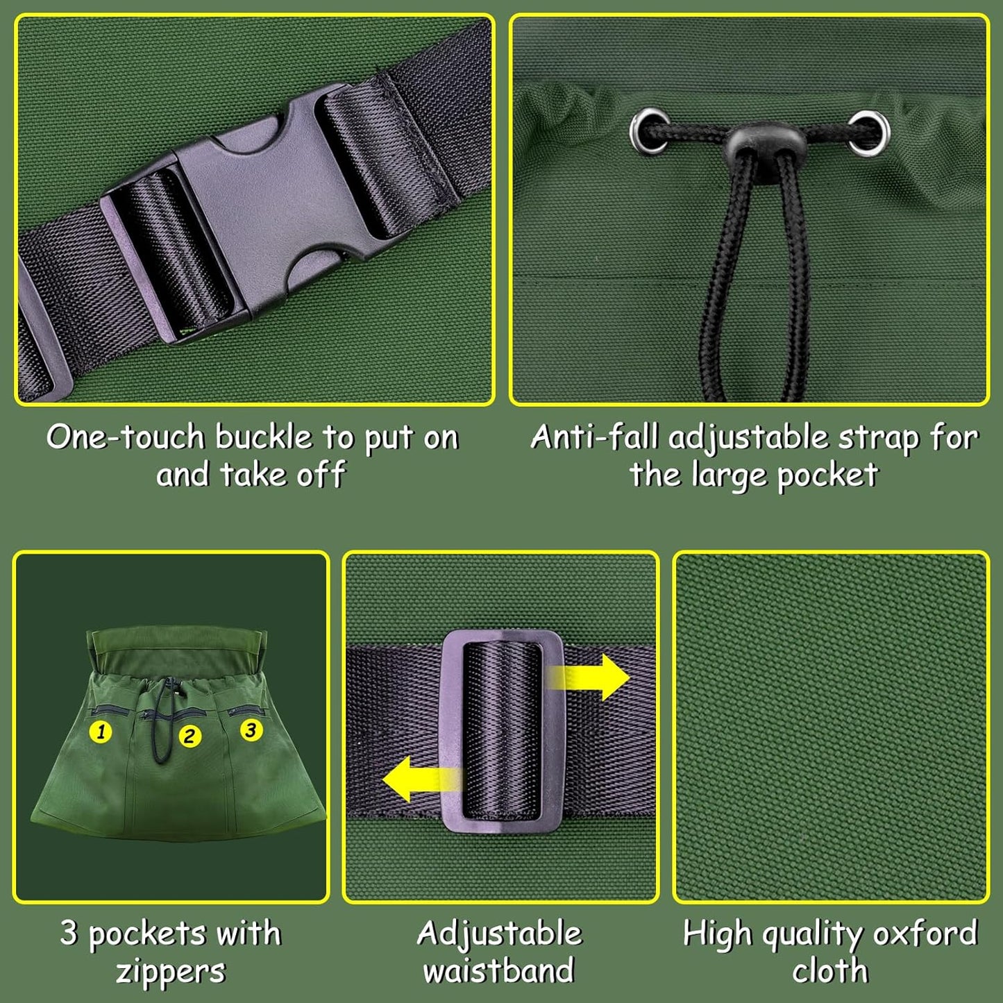 Gardening Apron, 4 Pockets for Harvesting Vegetables Eggs Half Garden Apron Unique Gift Garden Tools Organizer