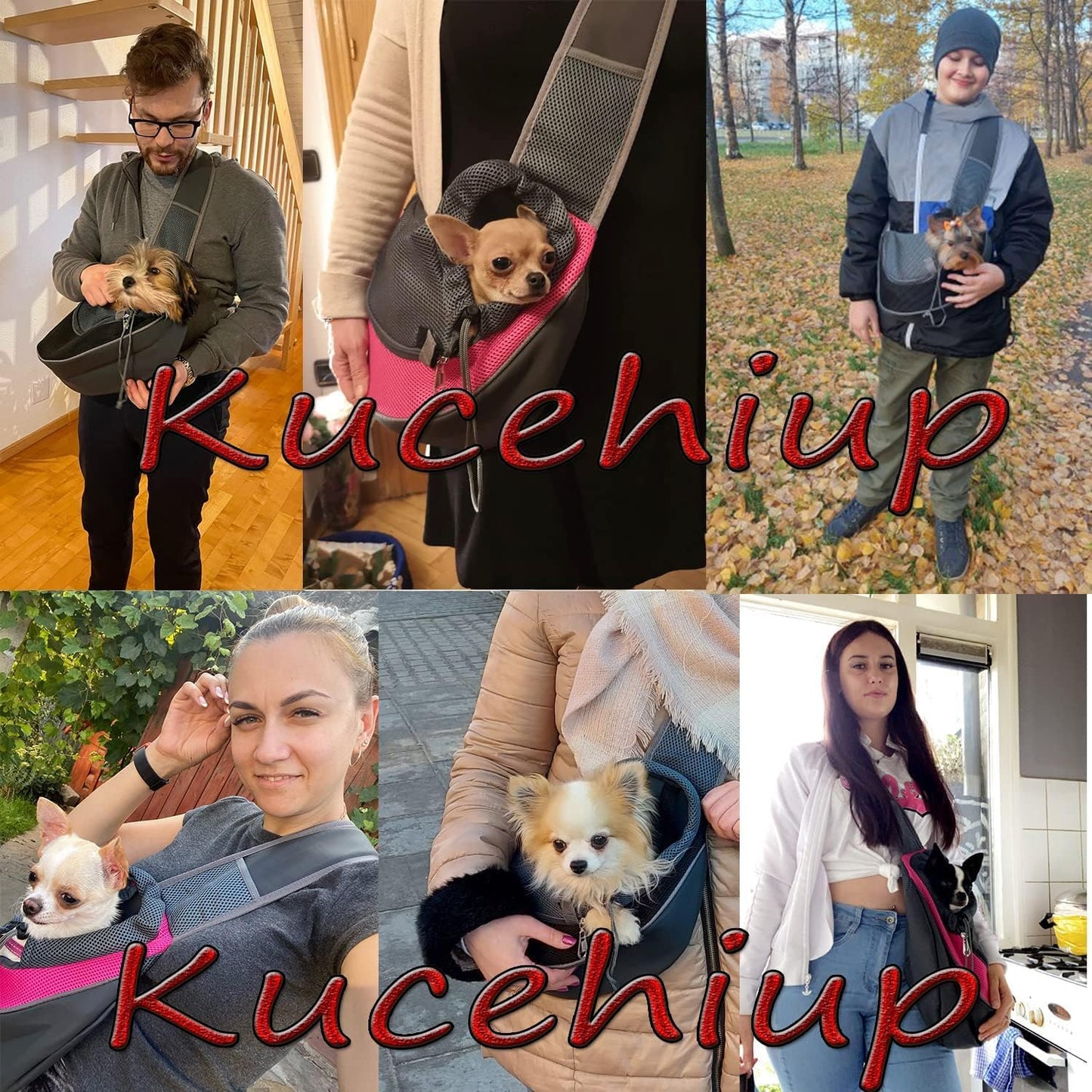 Kucehiup Pet Sling Carrier for Small Dogs Cats Breathable Mesh Travelling Hands-Free Puppy Backpack(Fits Approximately 3 lbs to 6 lb Pets)(Rose Red)