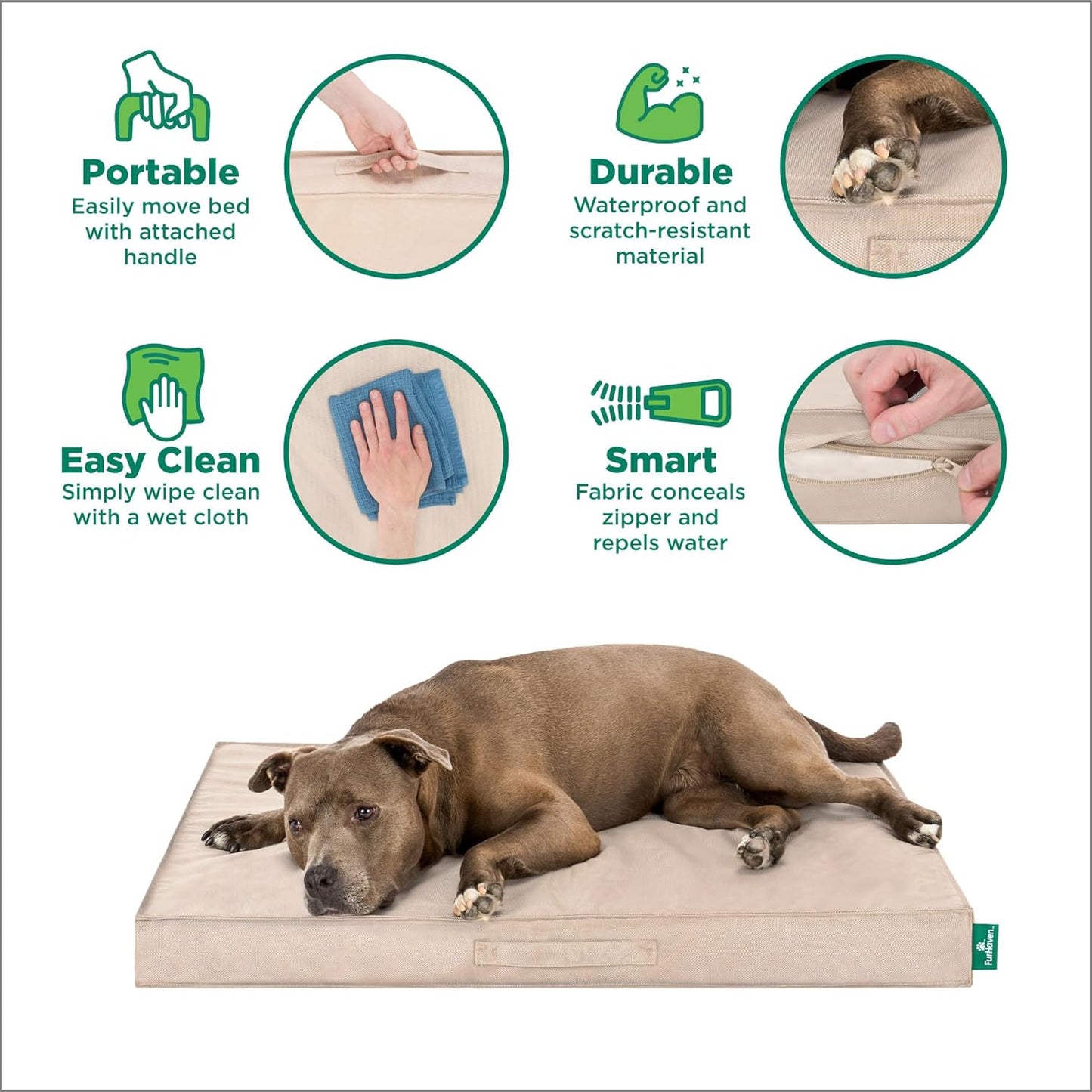 Premium Indoor-Outdoor Deluxe Orthopedic Mattress Pet Bed, Biscuit, Medium