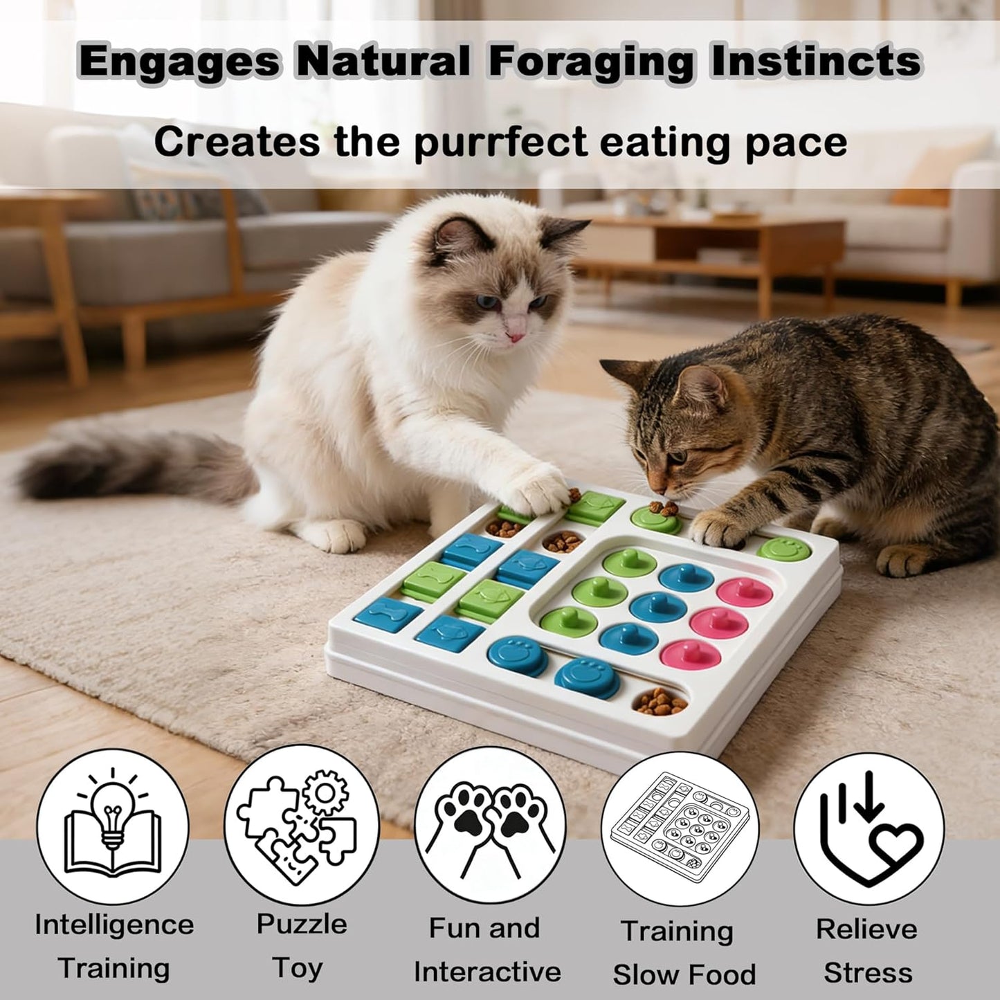 Cat Puzzle Feeder ，Cat Puzzle Toy ，Interactive Slow Feeder Kitten Toys ，Maze Hidden Food Pet Feeder，Toys for Bored Indoor Adult Cats