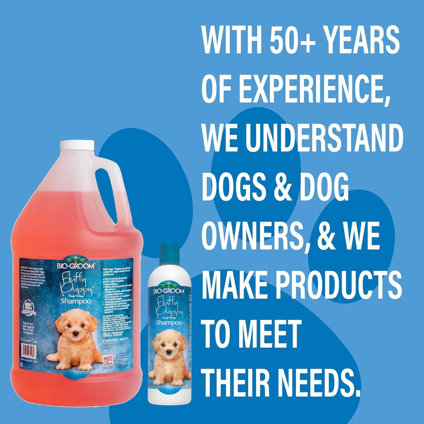 Bio-Groom Fluffy Puppy Tear-Free Shampoo- Dog Bathing Supplies, Puppy Shampoo, Cat & Dog Grooming Supplies for Sensitive Skin, Cruelty-Free, Made in USA, Tearless Products - 1 Gallon