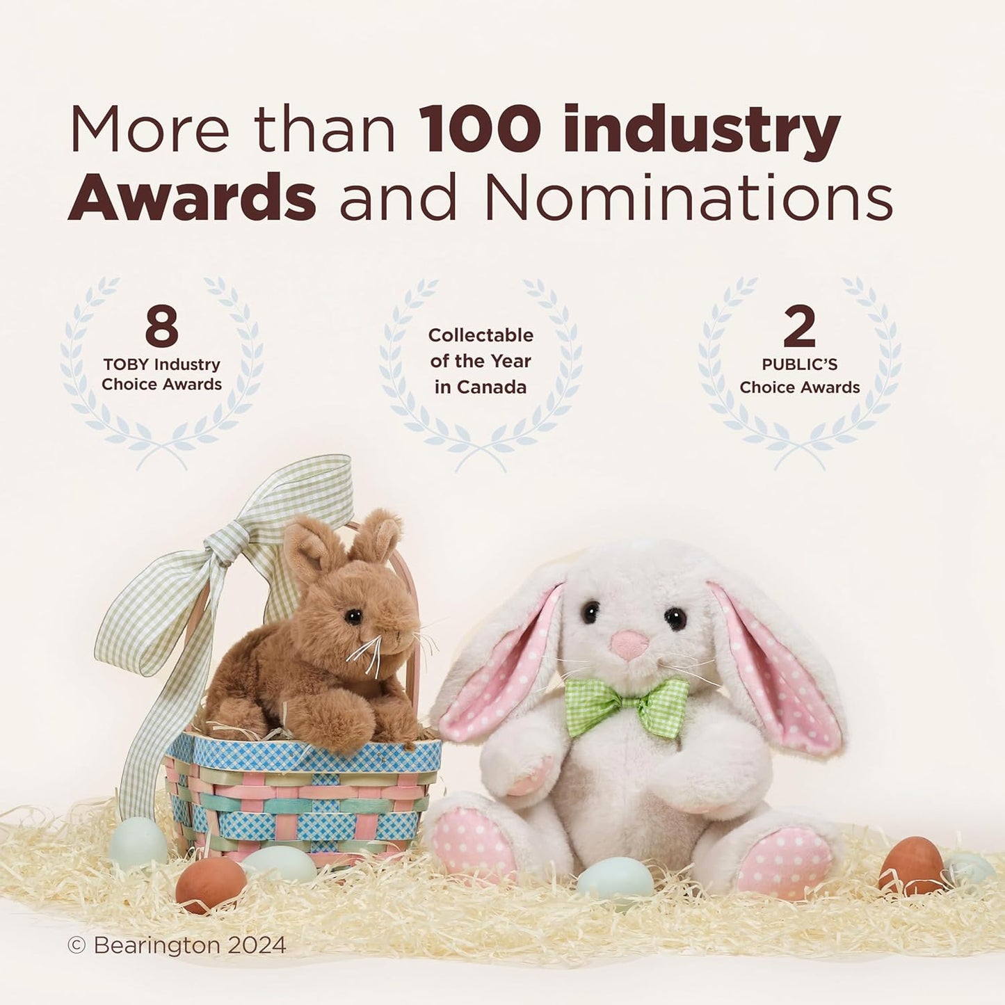 Bearington Creamy The Easter Bunny Stuffed Animal - 10" Soft Plush Rabbit Toy with Fluffy Fur - Adorable Toy Bunny with Cuddly Design - Cute Easter Stuffed Animal Gift for Kids and Babies