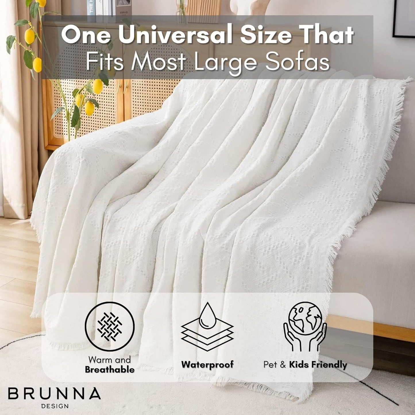 Couch and Sofa Covers with Pet Hair Removal Tool Included, Universal Size Throw Blanket, Couch Cover for Dogs Washable, Seat Covers, Sofa Furniture Protector.