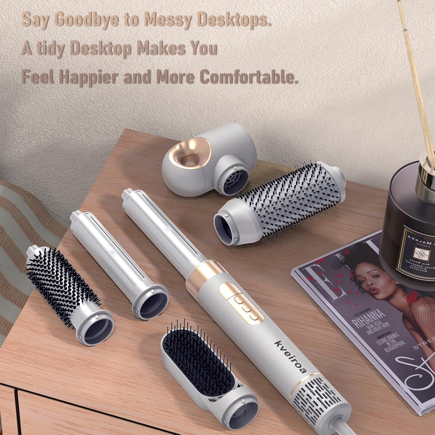 6 in 1 Hot Air Brush & Hair Dryer–High-Speed Hair Dryer Brush with Auto Wrap Curlers, Hot Air Styler Wrap Fast Drying & Frizz-Free Styling, No Heat Damage, Volumizing with Travel Bag