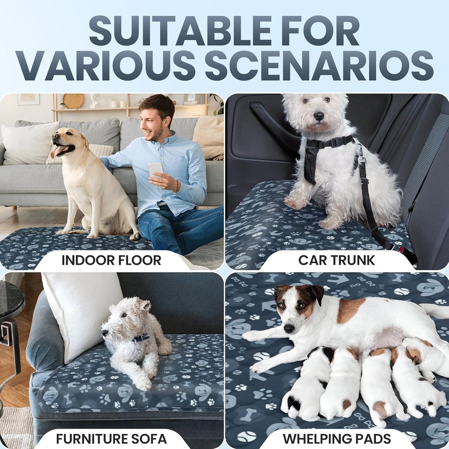 Washable Puppy Dog Pee Pad, 2PCS 100% Waterproof Potty Training Mat for All Dogs, Quick Drying Reusable Mattress Pads, Highly Absorbent Under Pads for Indoor, Outdoor Non-Slip Whelping Pads 20”x28