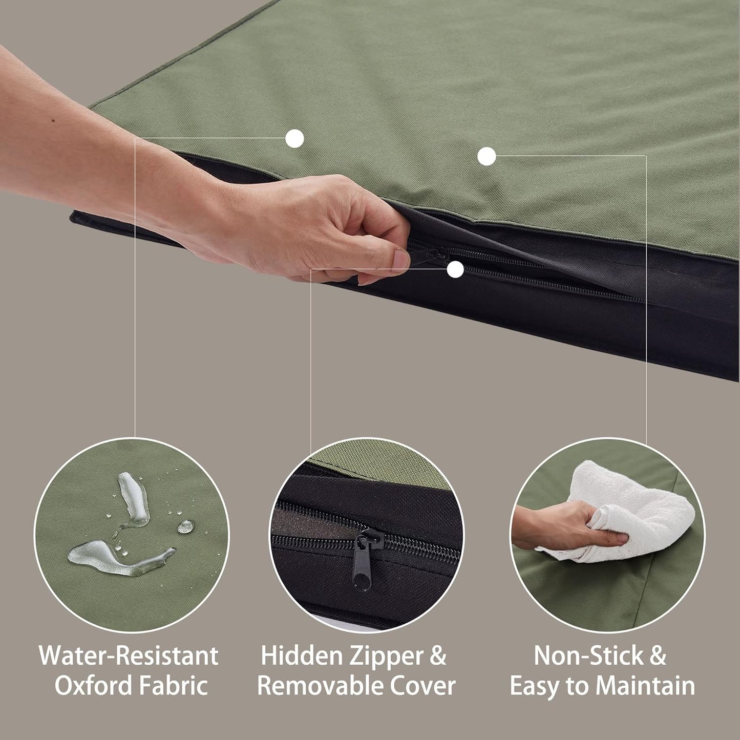 Outdoor Dog Beds for Large Dogs, Waterproof Dog Bed Portable Foldable with Washable Cover, Orthopedic for Outside Indoor, 41inch All Weather to Use
