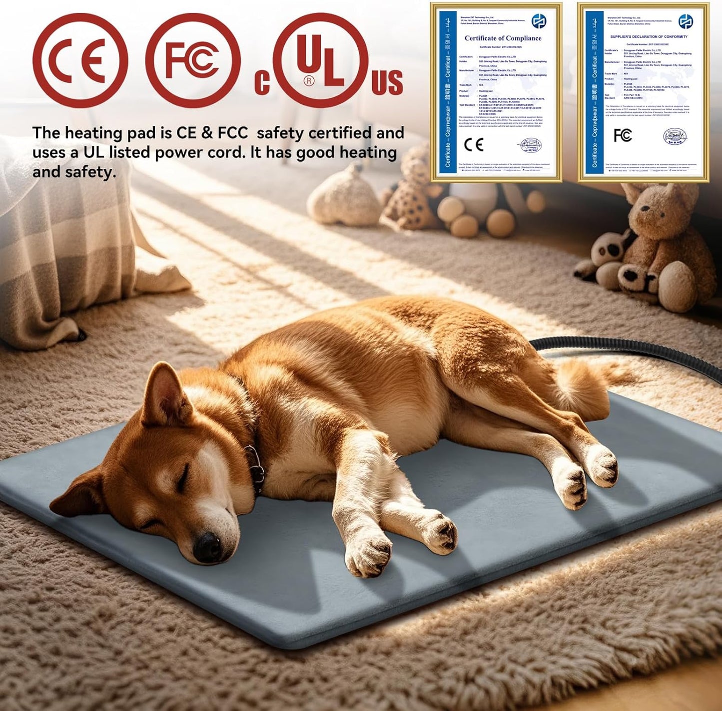 Large Pet Heating Pads for Dogs & Cats Outdoor, 35.4*23.6inches Dog Cat Heating Pad Bed Outdoor Waterprooof, Warming Heated Cat Dog Bed Blanket Outside, Heated Pet Mat, Gifts for Cats Dogs in Winter