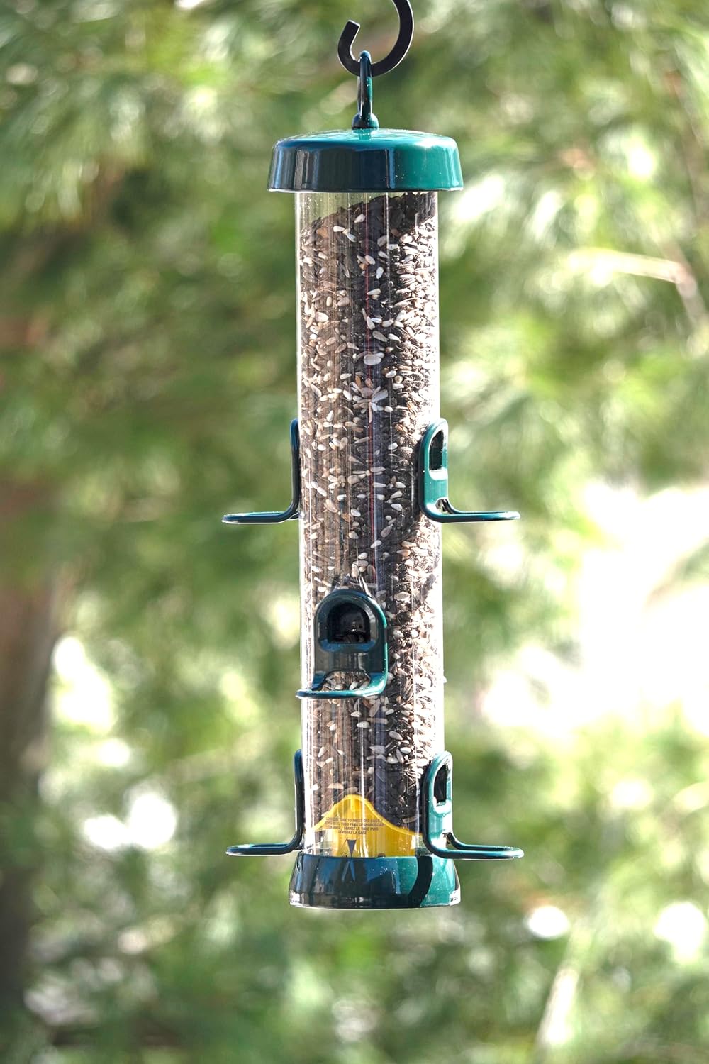 Brome Tube 200 Wild Bird Feeder, Metal, 6 Seed Ports, 3.4 lb Capacity, Extra-Wide Perches, Easy to Fill & Clean, Pole-Mountable, Seed Tray Available